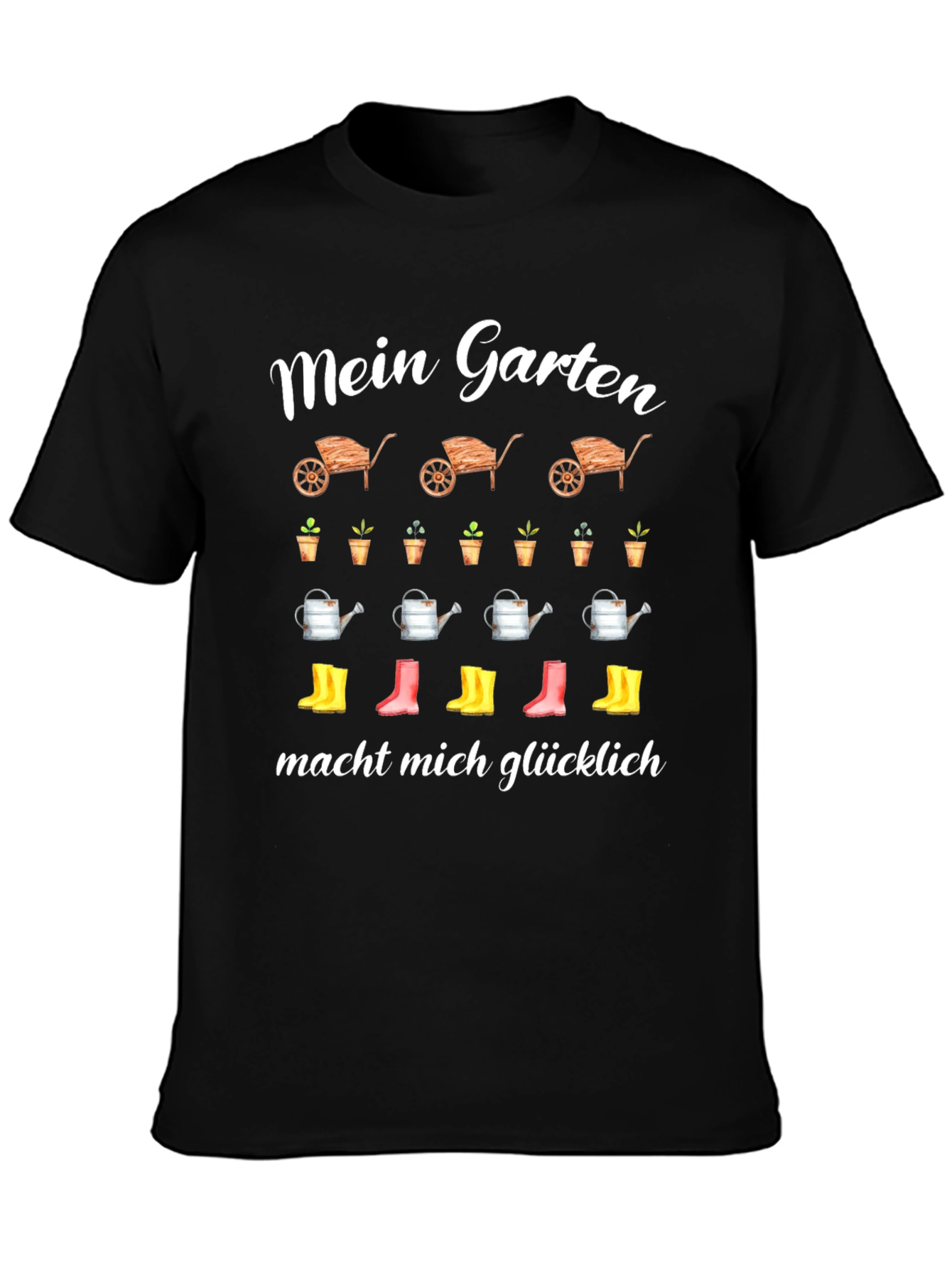 Camiseta Negra Jardín Feliz