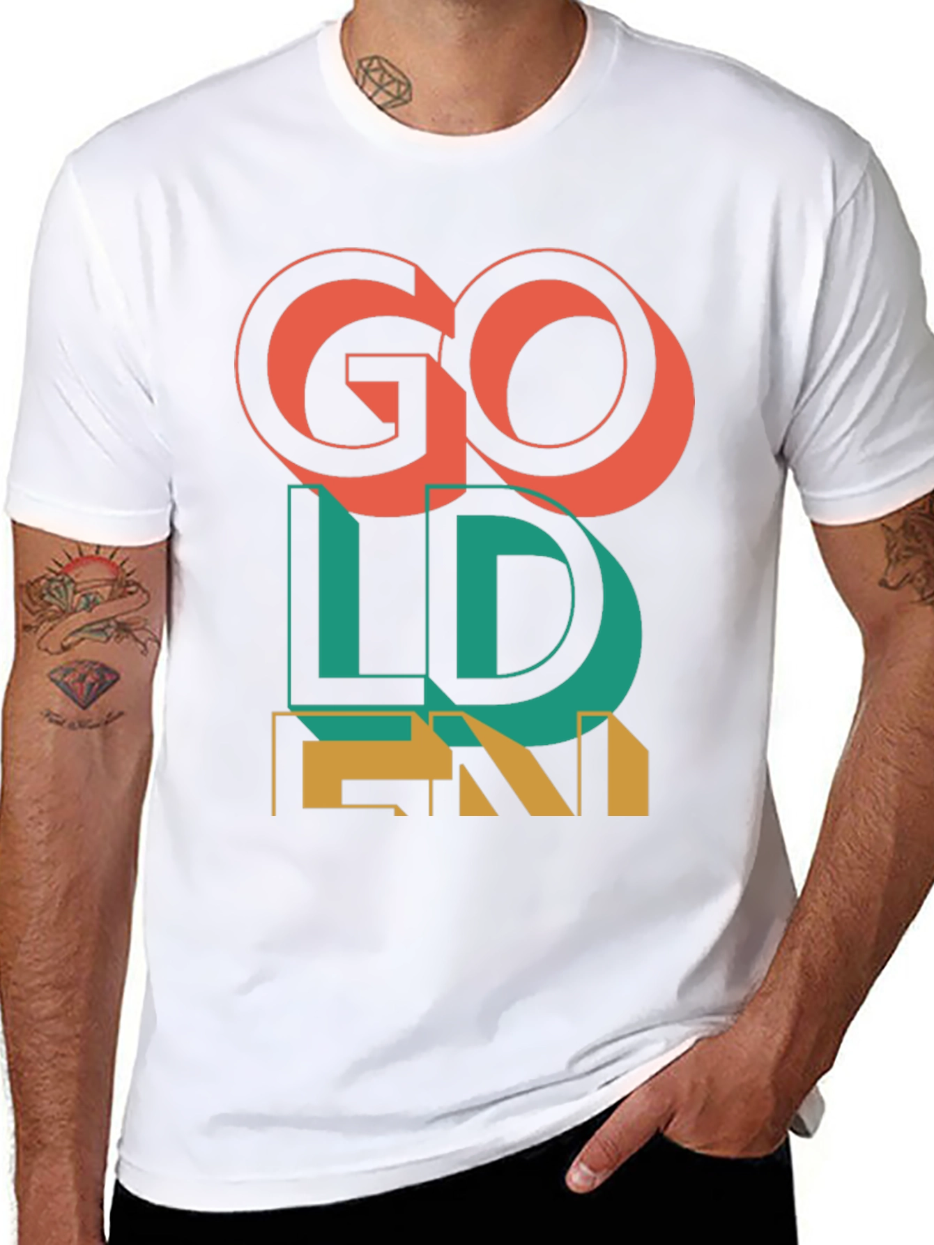 Camiseta Negra Go Golden Diseño Retro