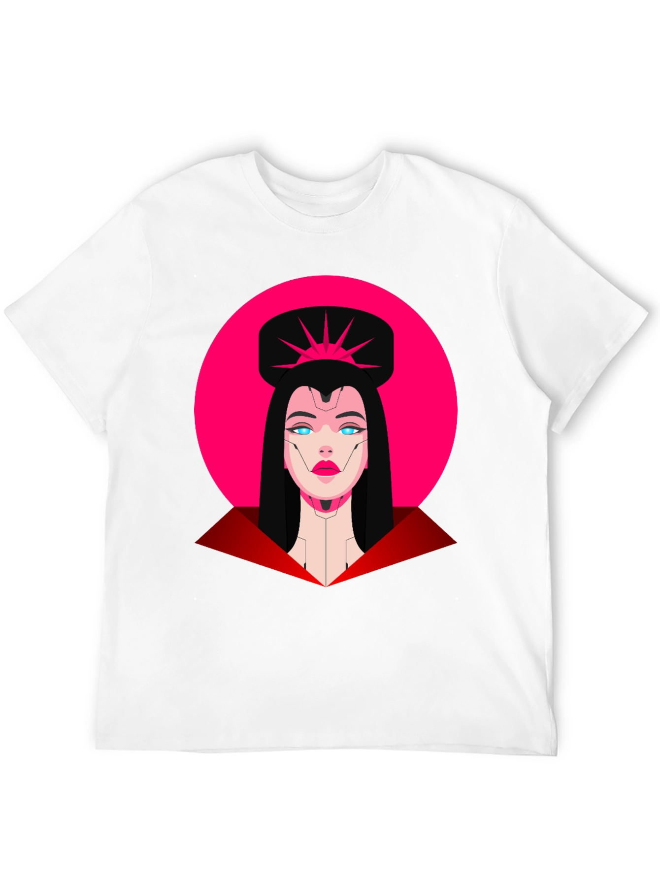 Camiseta Negra Mujer Cibernética Diseño Gráfico