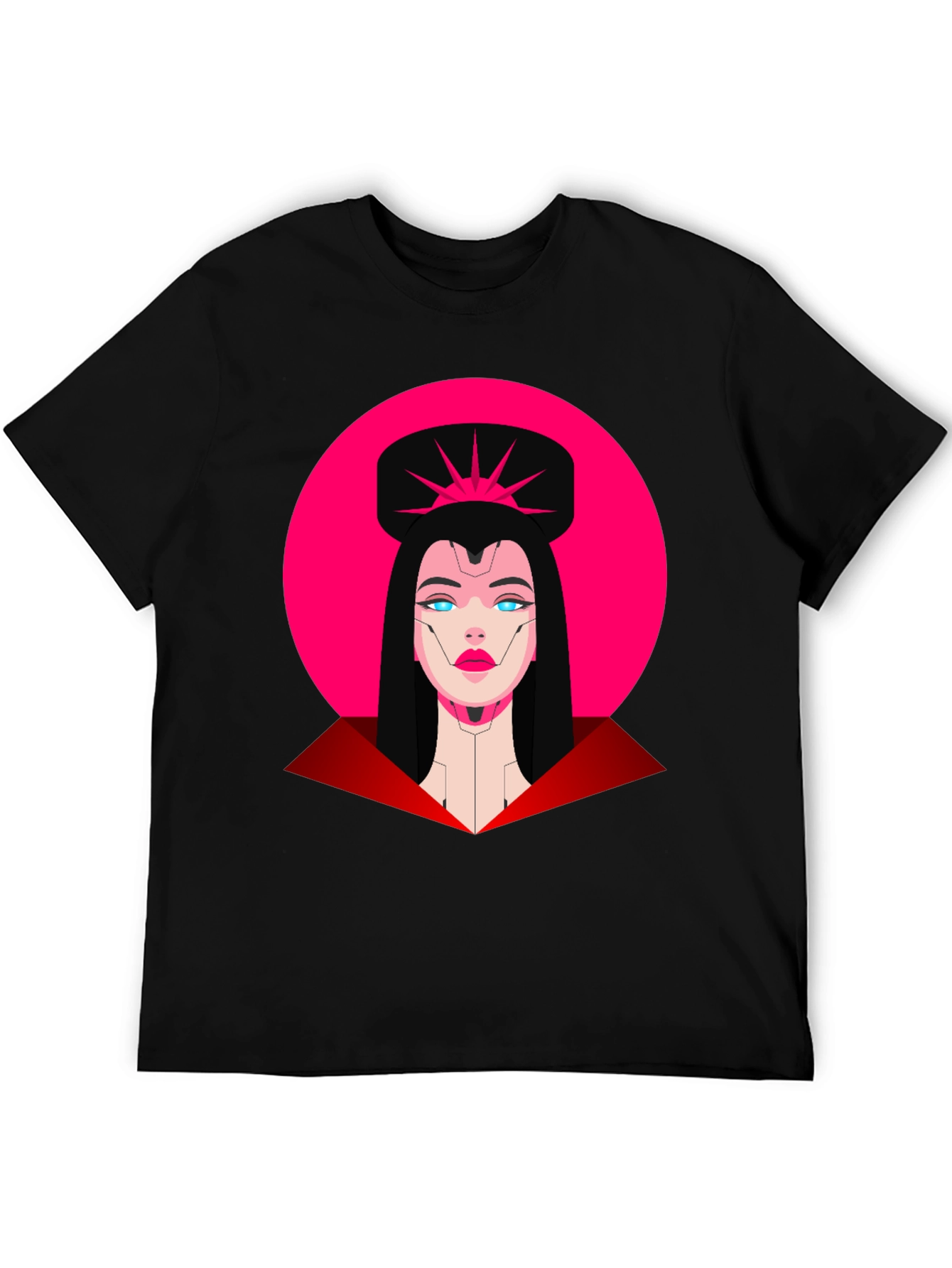 Camiseta Negra Mujer Cibernética Diseño Gráfico