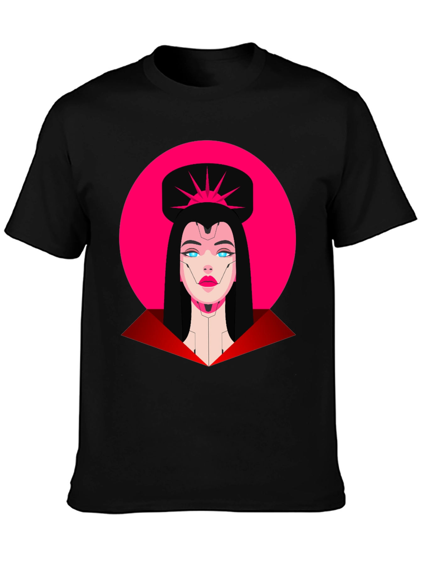 Camiseta Negra Mujer Cibernética Diseño Gráfico