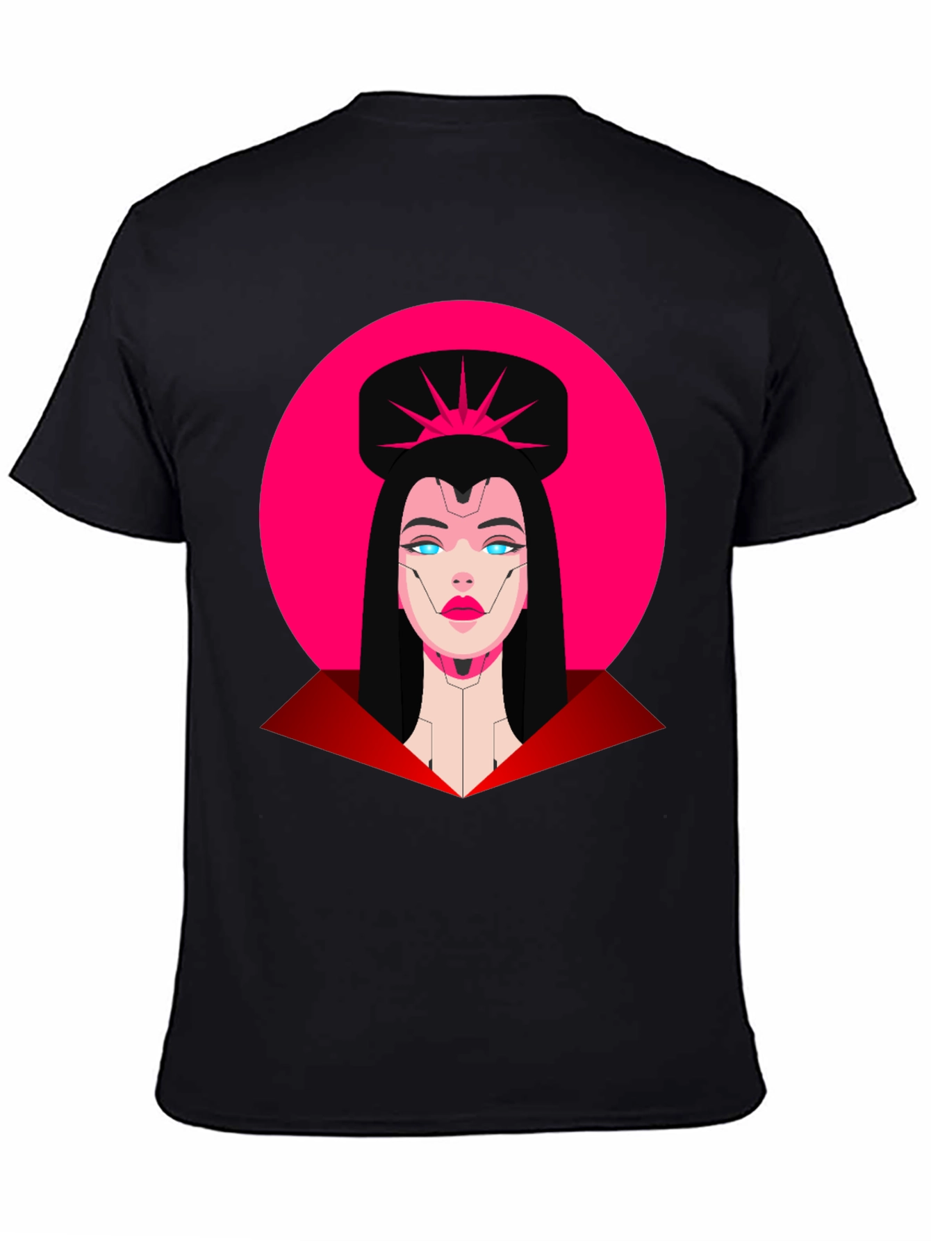 Camiseta Negra Mujer Cibernética Diseño Gráfico
