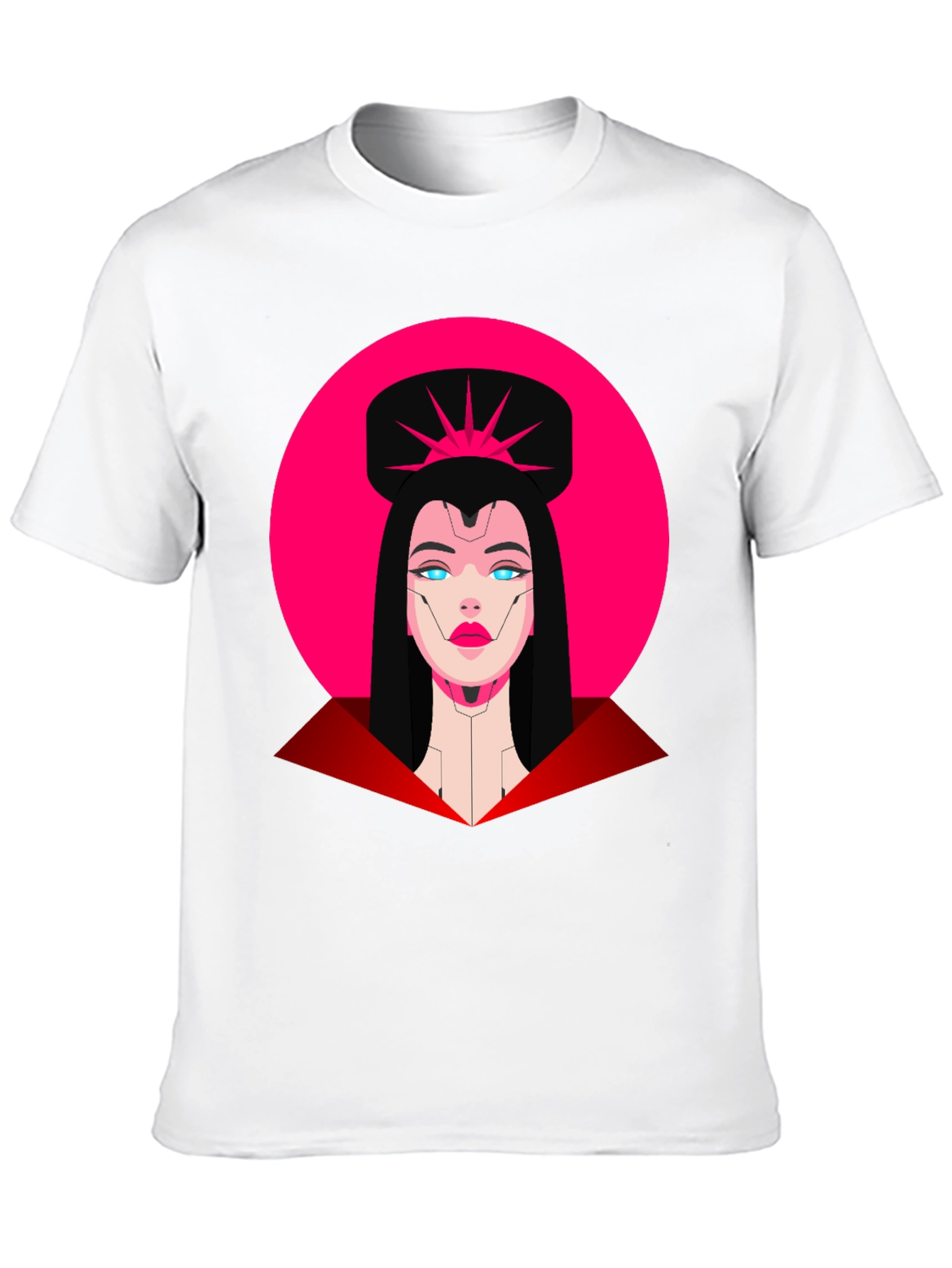 Camiseta Negra Mujer Cibernética Diseño Gráfico