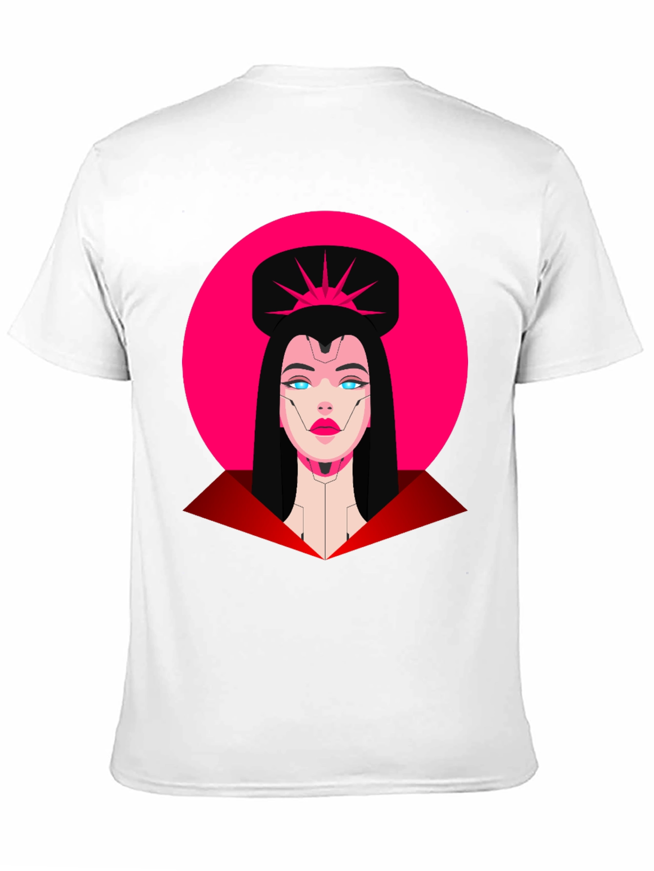 Camiseta Negra Mujer Cibernética Diseño Gráfico