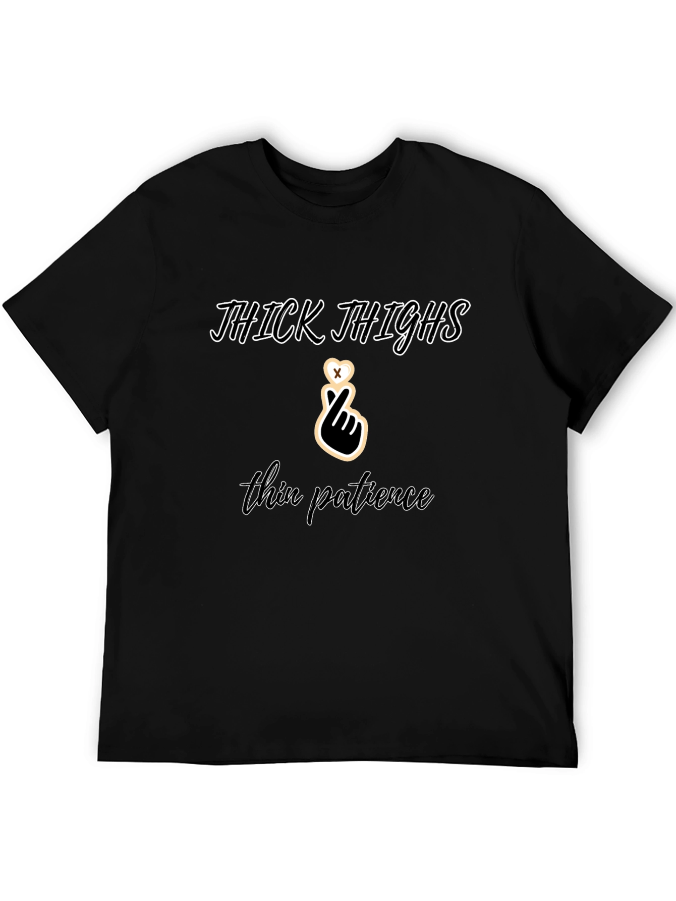 Camiseta Negra: Thick Thighs Thin Patience