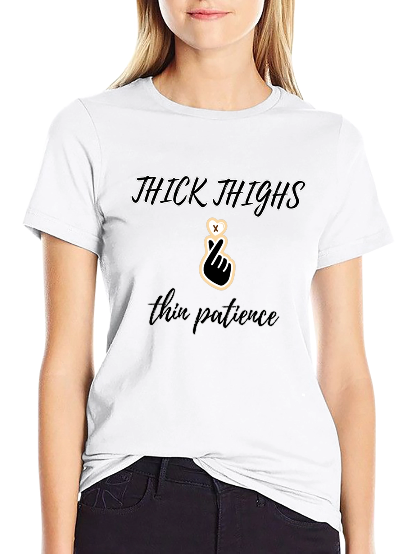 Camiseta Negra: Thick Thighs Thin Patience