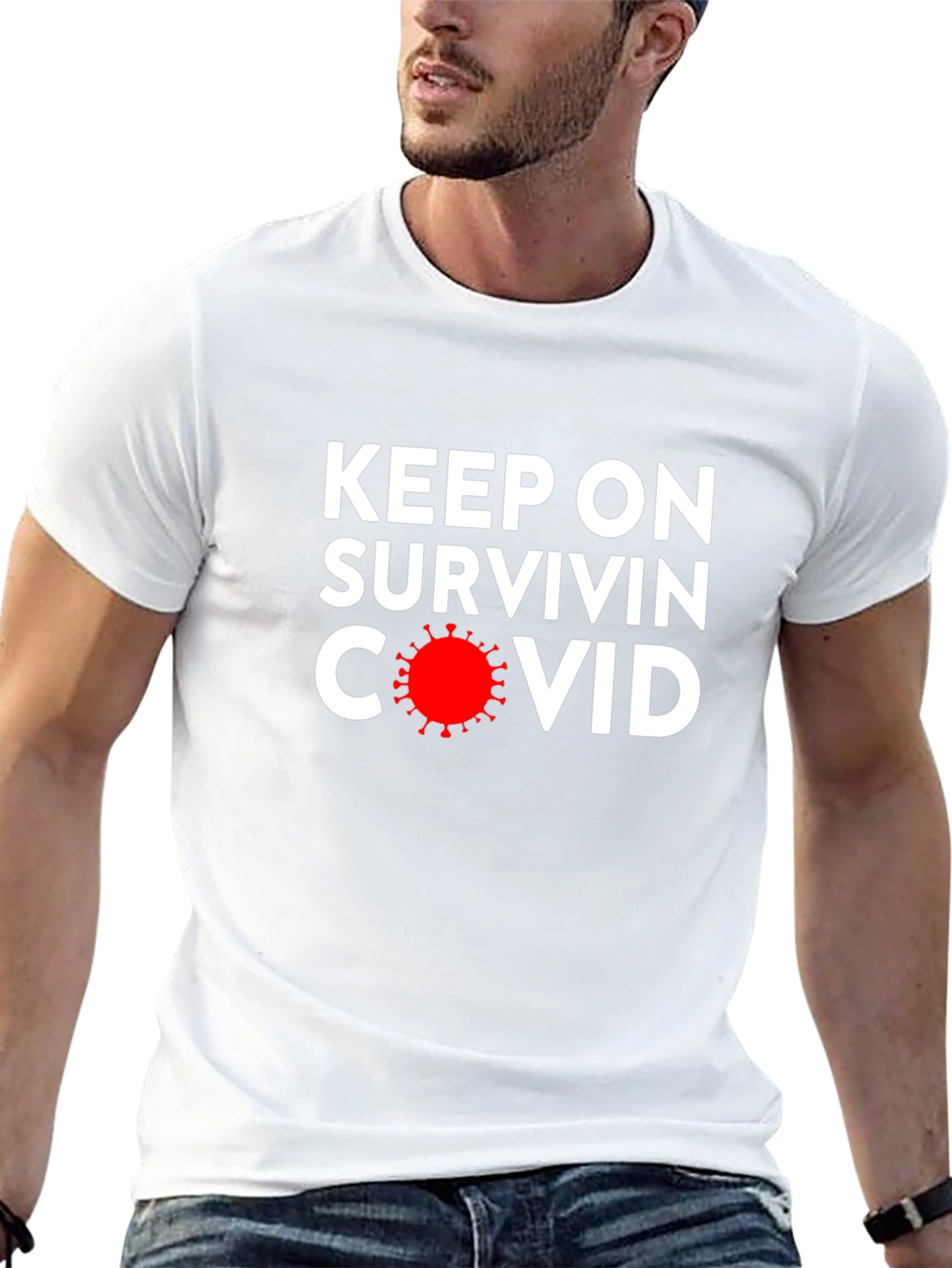 Camiseta Negra: Keep On Survivin COVID