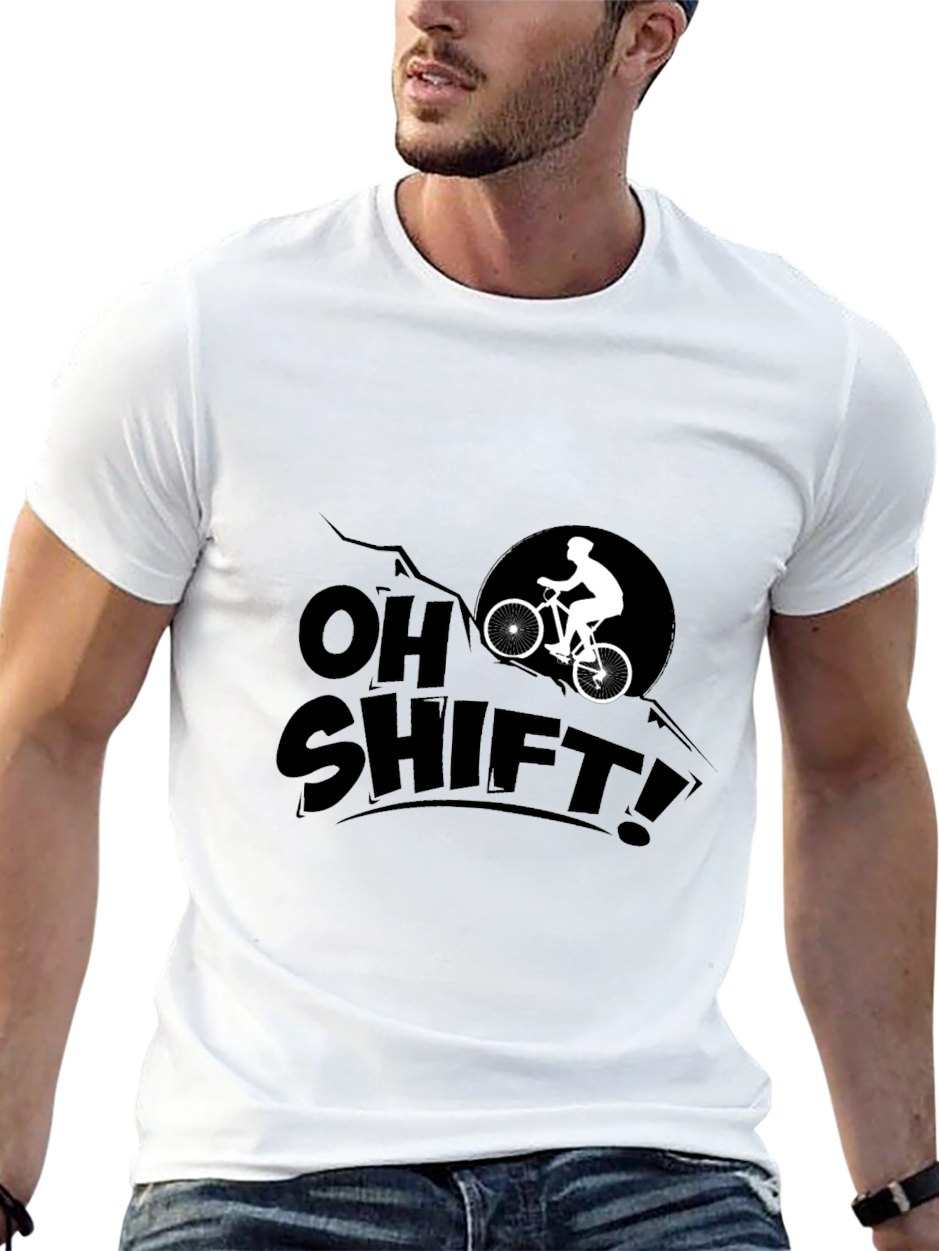 Camiseta Negra Oh Shift! Ciclismo Montaña