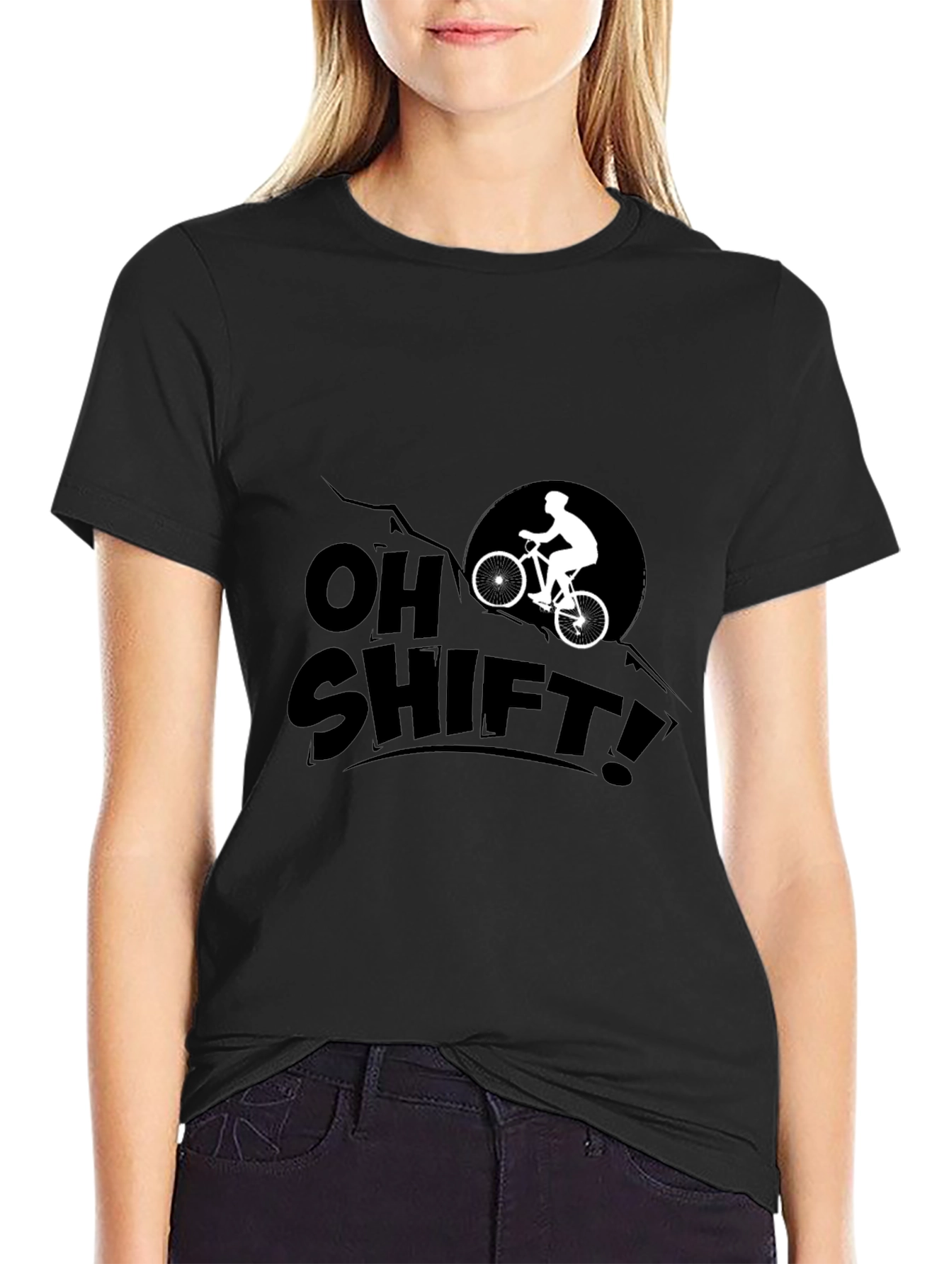 Camiseta Negra Oh Shift! Ciclismo Montaña