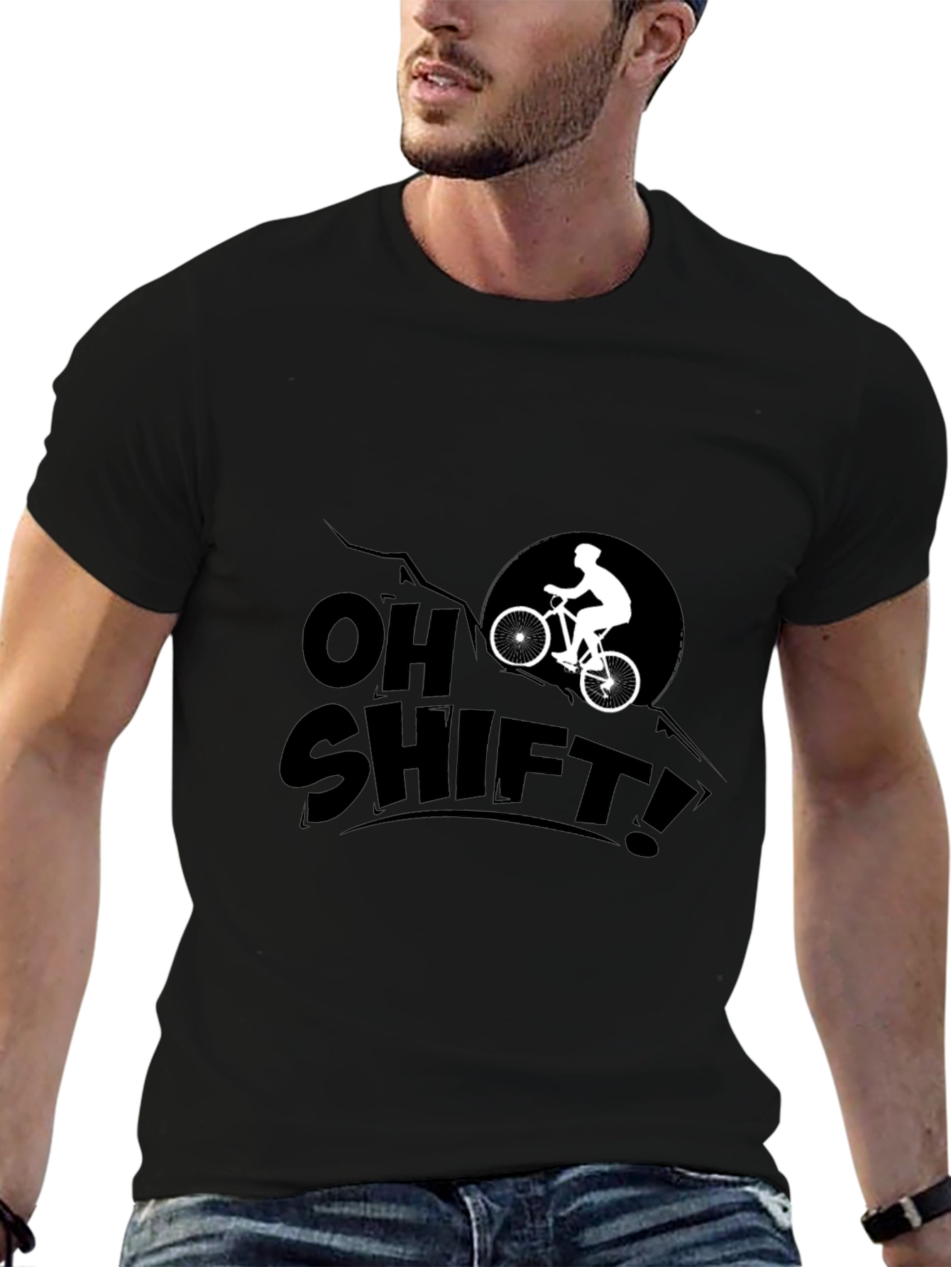 Camiseta Negra Oh Shift! Ciclismo Montaña