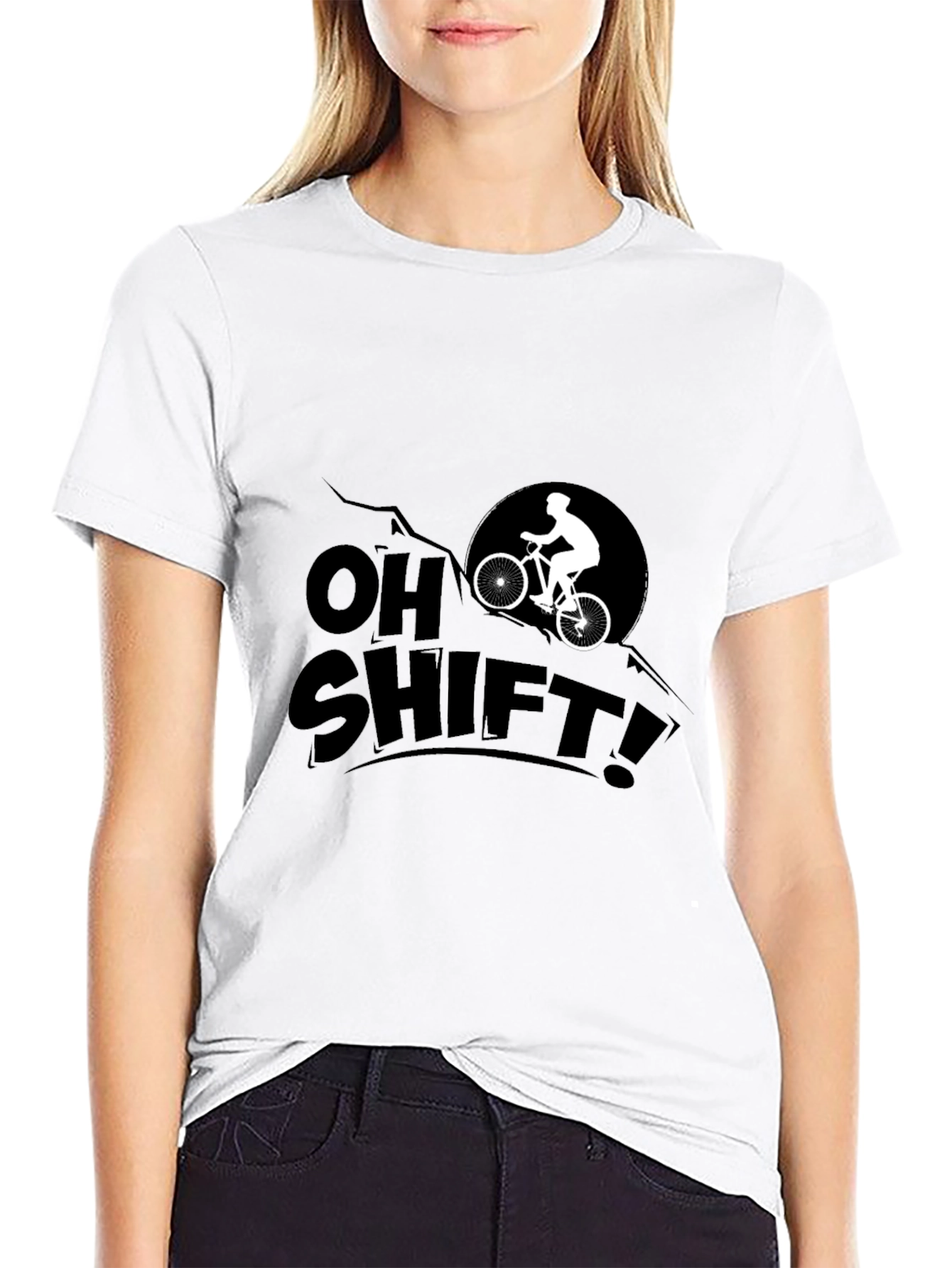 Camiseta Negra Oh Shift! Ciclismo Montaña