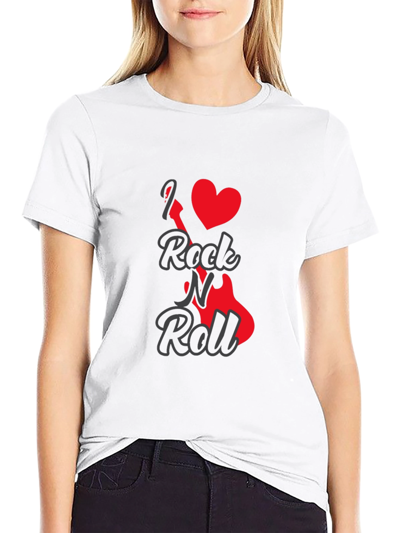 Camiseta Negra I Love Rock N Roll para Hombre