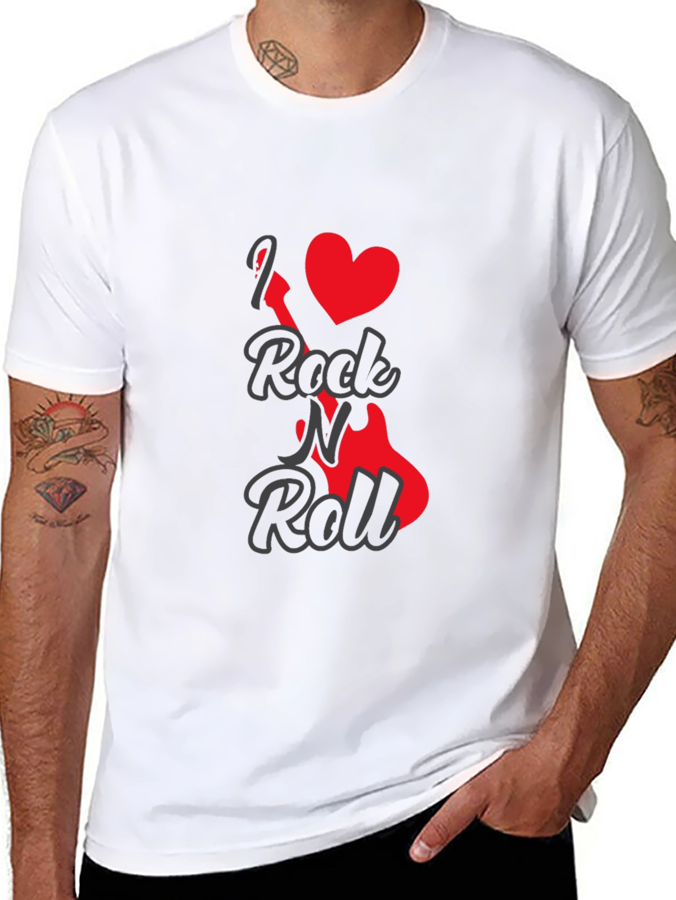 Camiseta Negra I Love Rock N Roll para Hombre