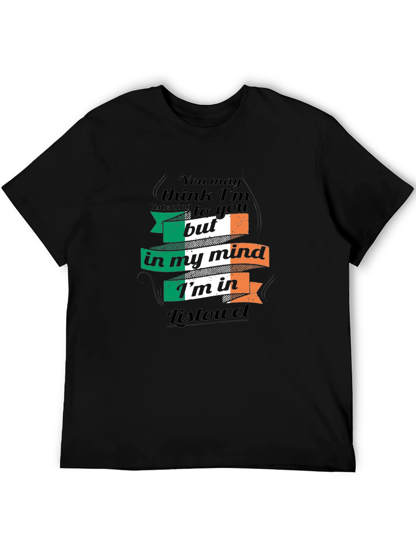 Camiseta Negra: Pensando en Listowel Irlanda