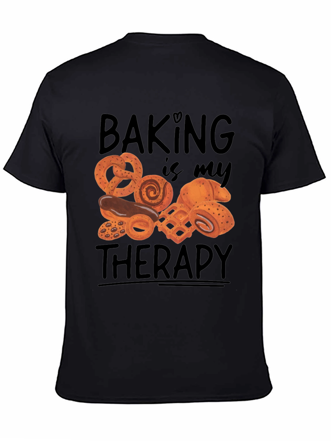 Camiseta Negra Hornear es mi terapia