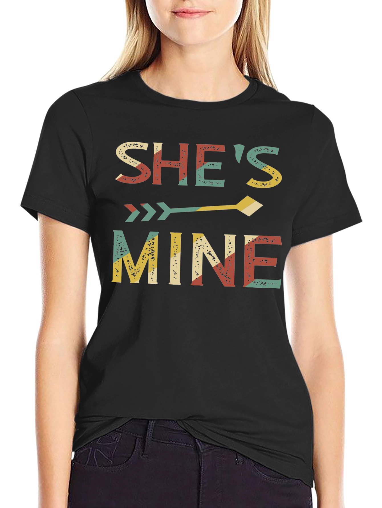 Camiseta Negra Shes Mine para Parejas