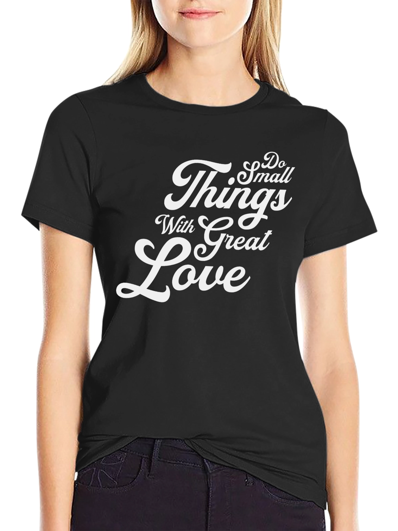 Camiseta Negra Haz Cosas Pequeñas Con Gran Amor