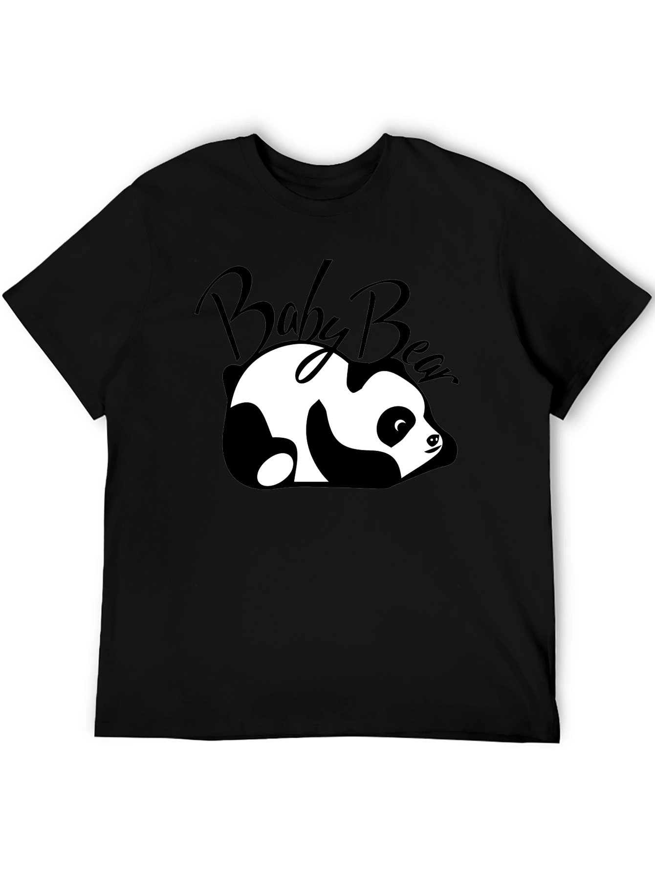 Camiseta Negra Baby Bear Panda Relajado Unisex