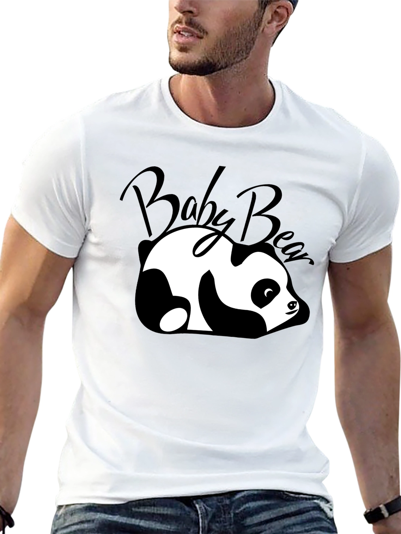 Camiseta Negra Baby Bear Panda Relajado Unisex