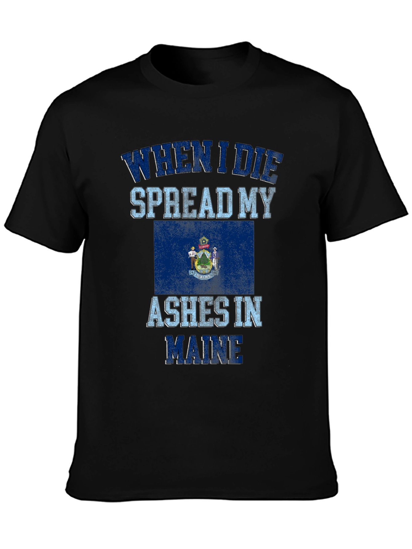 Camiseta Negra Cenizas en Maine para Hombre