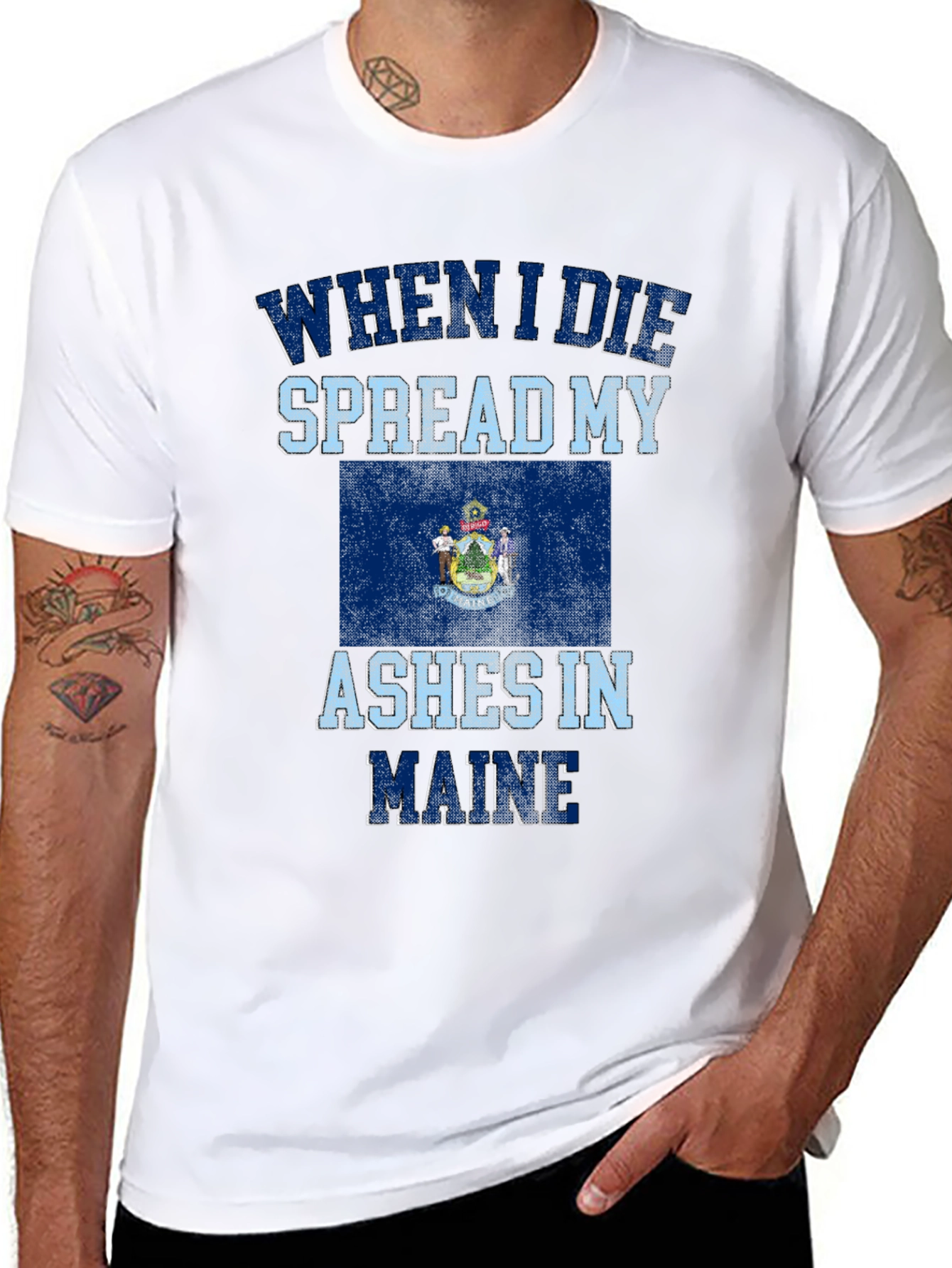 Camiseta Negra Cenizas en Maine para Hombre