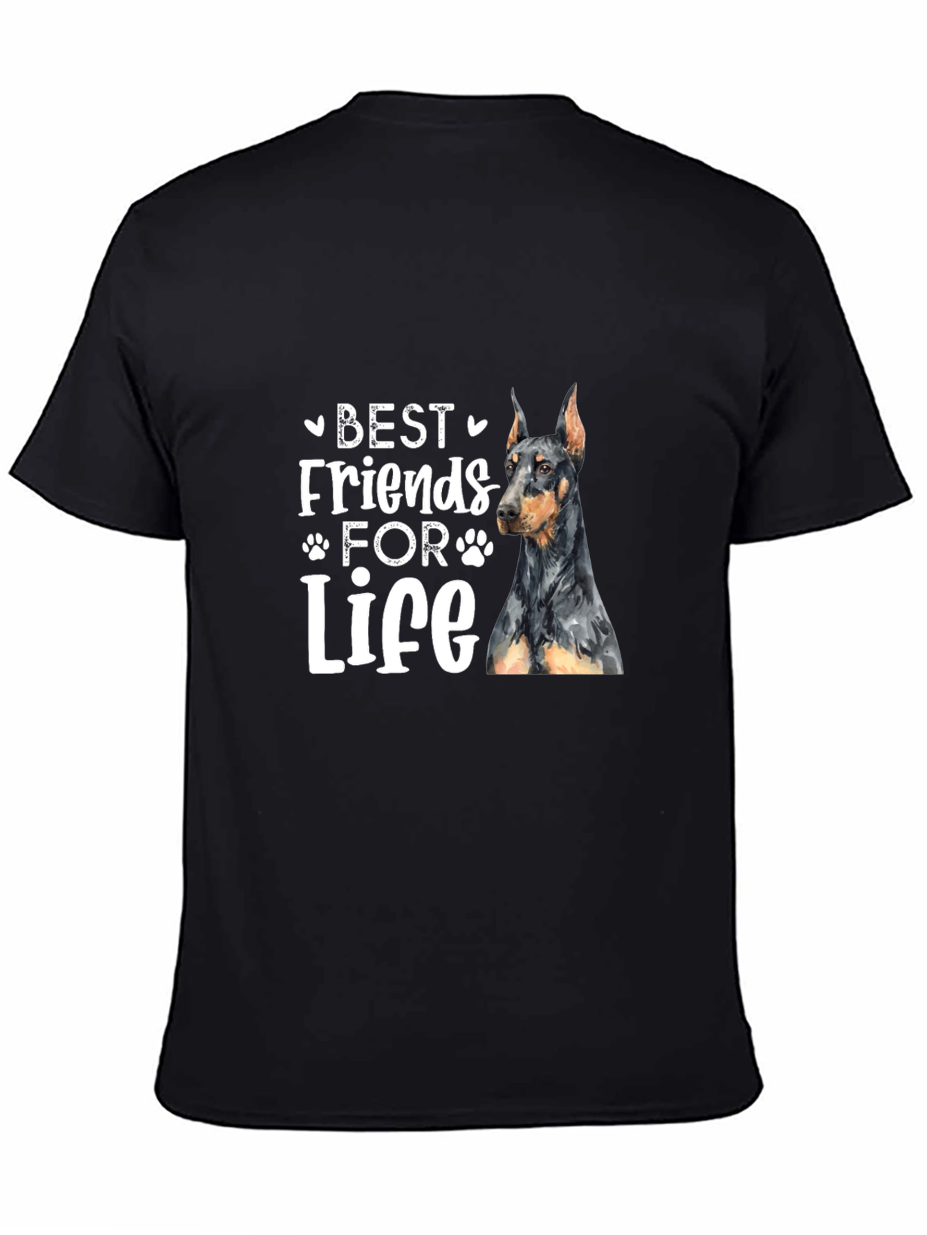 Camiseta Negra Mejores Amigos Para Siempre Doberman