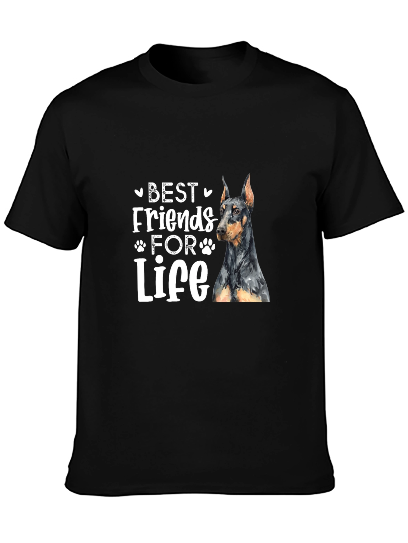 Camiseta Negra Mejores Amigos Para Siempre Doberman