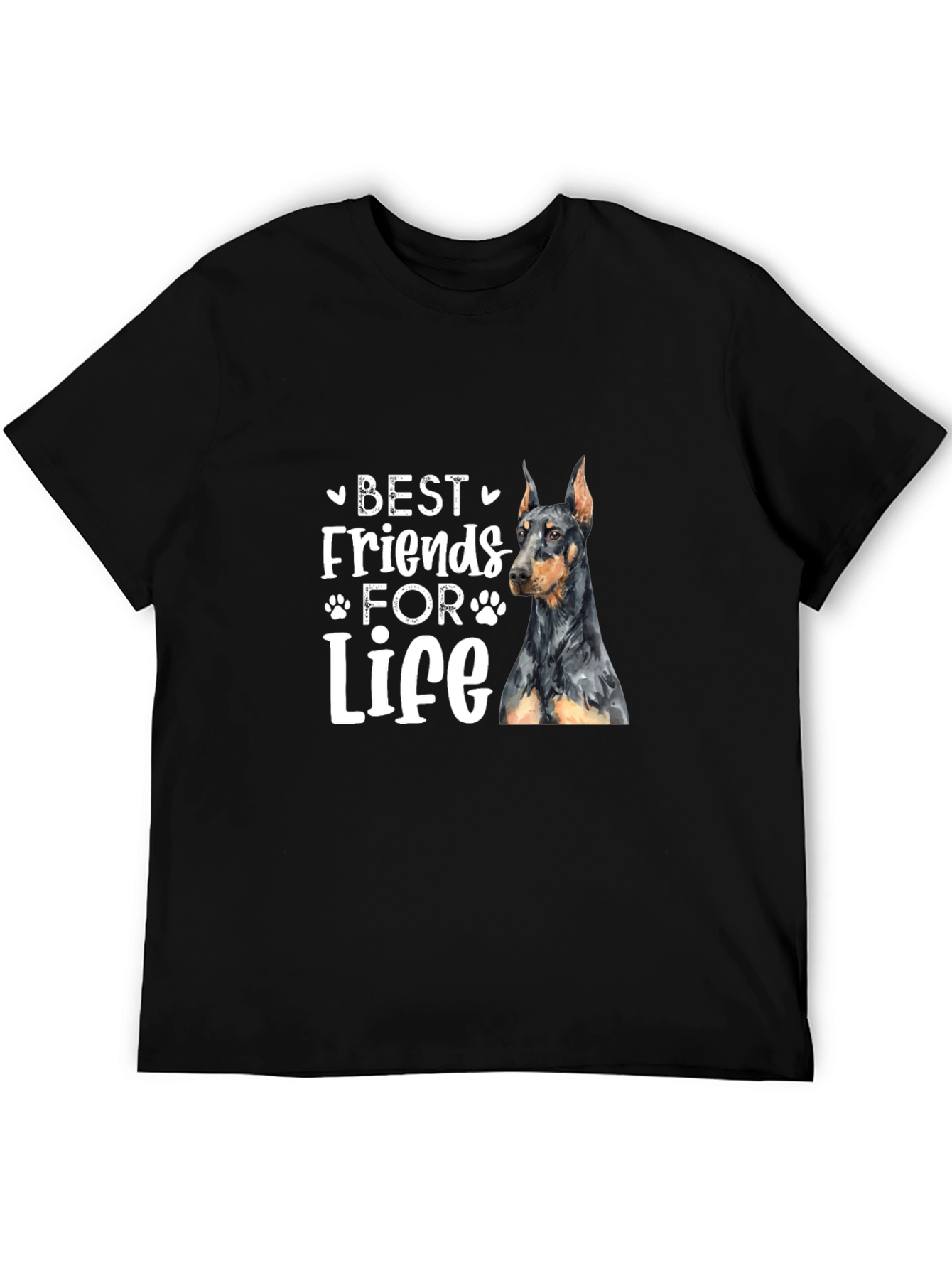 Camiseta Negra Mejores Amigos Para Siempre Doberman