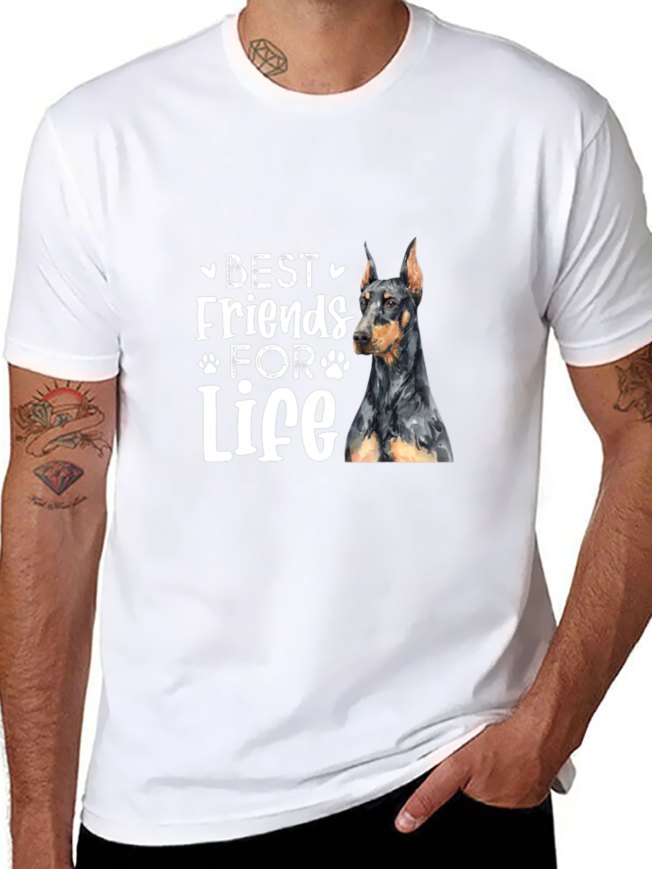 Camiseta Negra Mejores Amigos Para Siempre Doberman