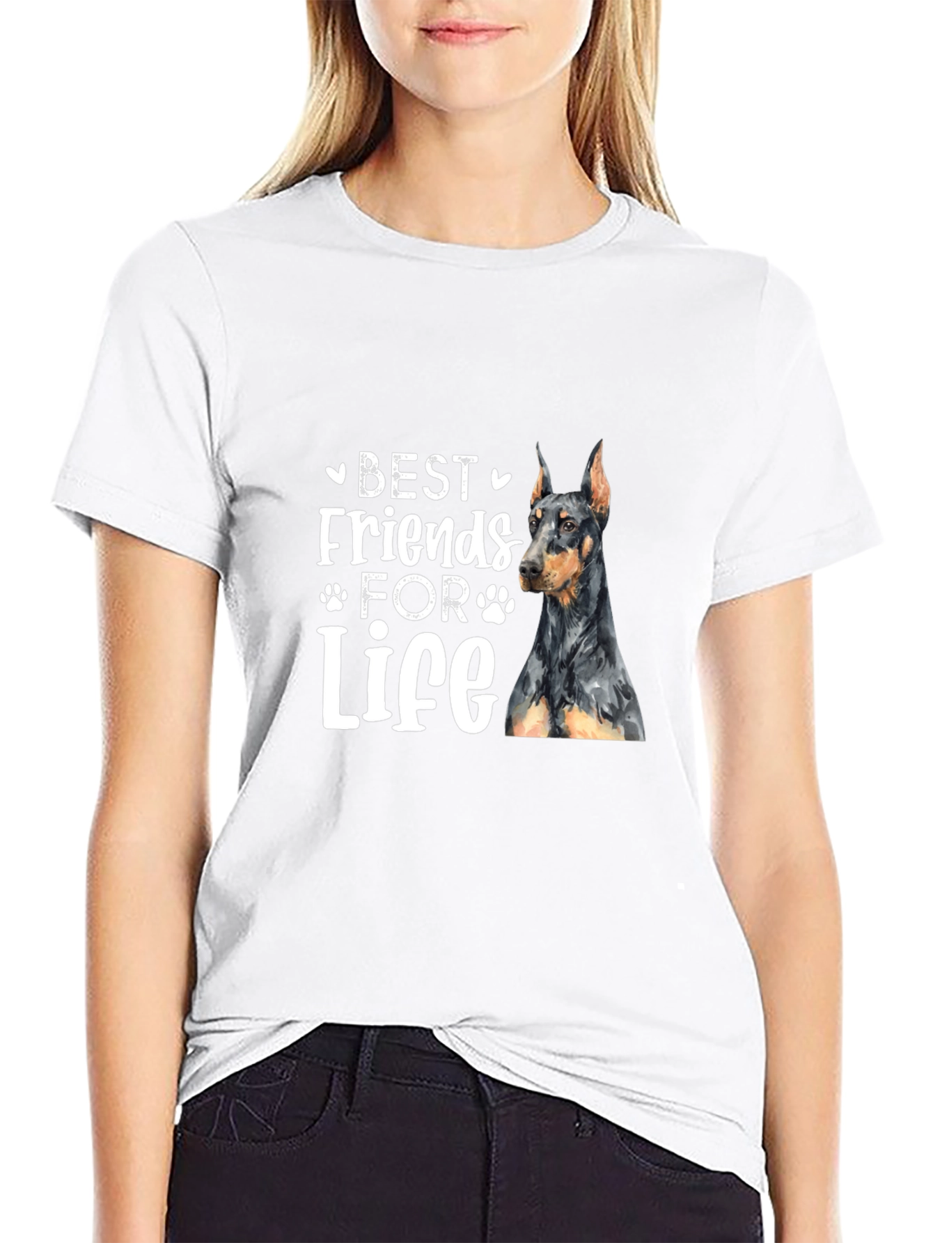 Camiseta Negra Mejores Amigos Para Siempre Doberman