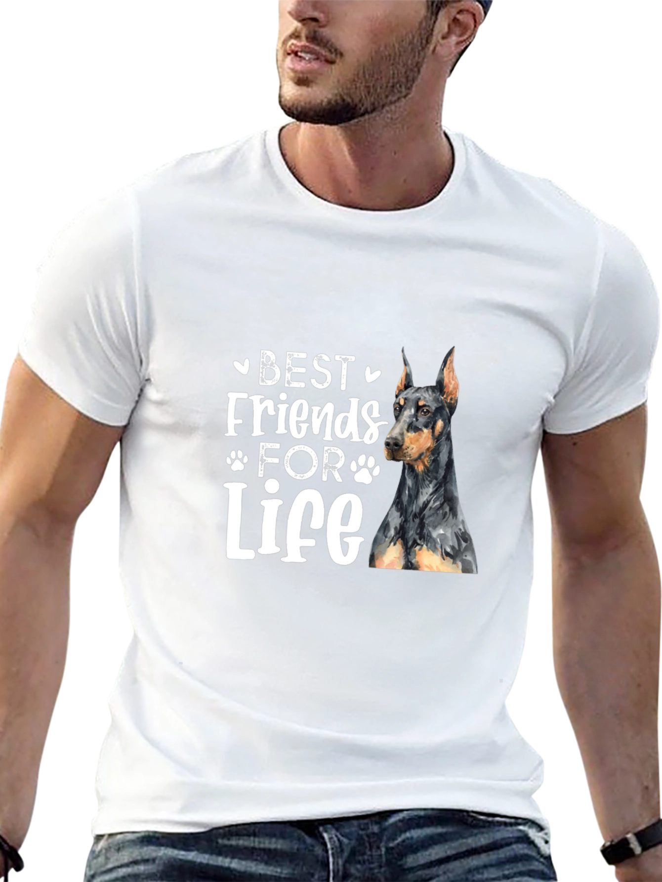 Camiseta Negra Mejores Amigos Para Siempre Doberman