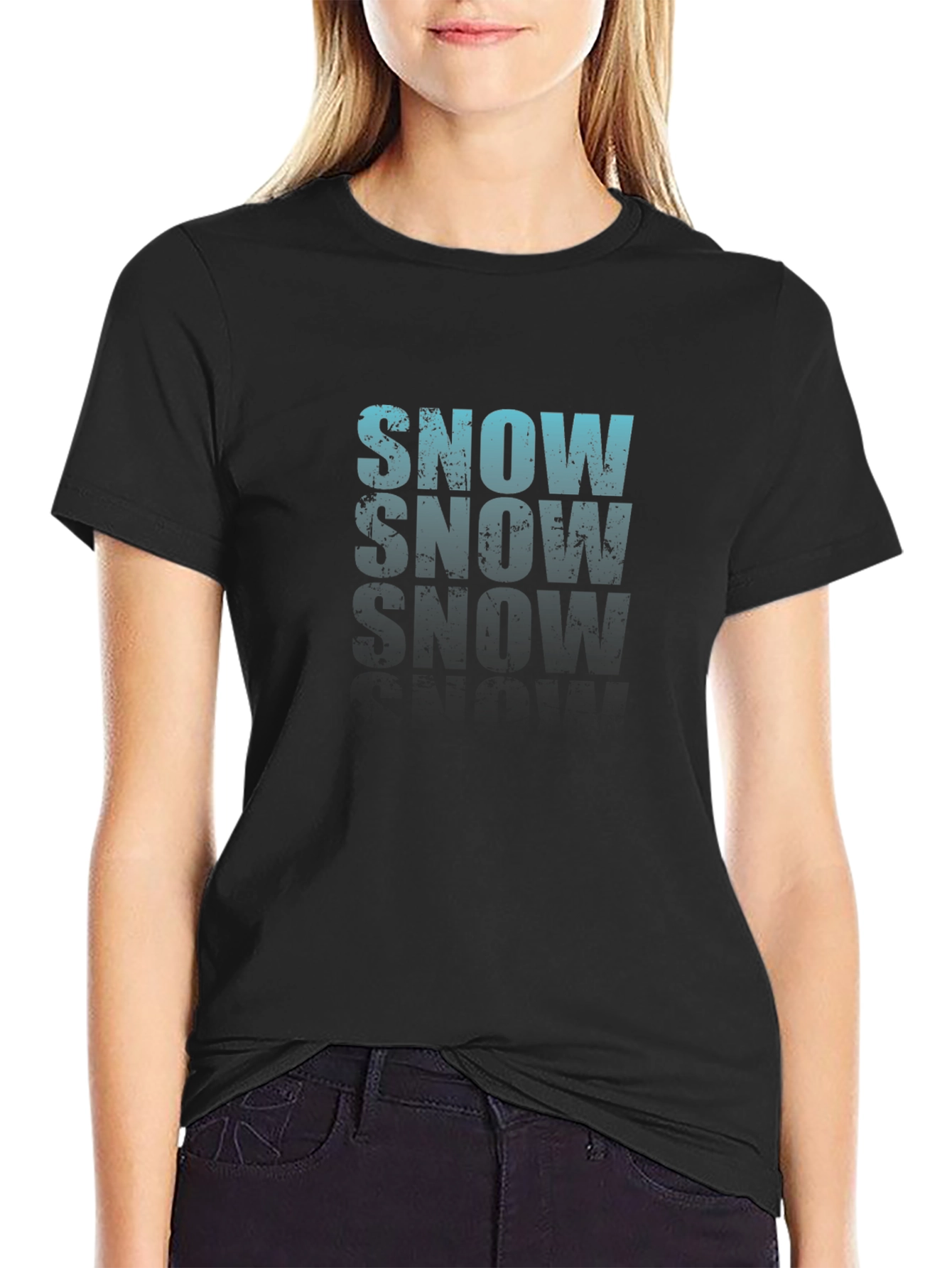 Camiseta Negra Hombre Snow Estilo Grunge
