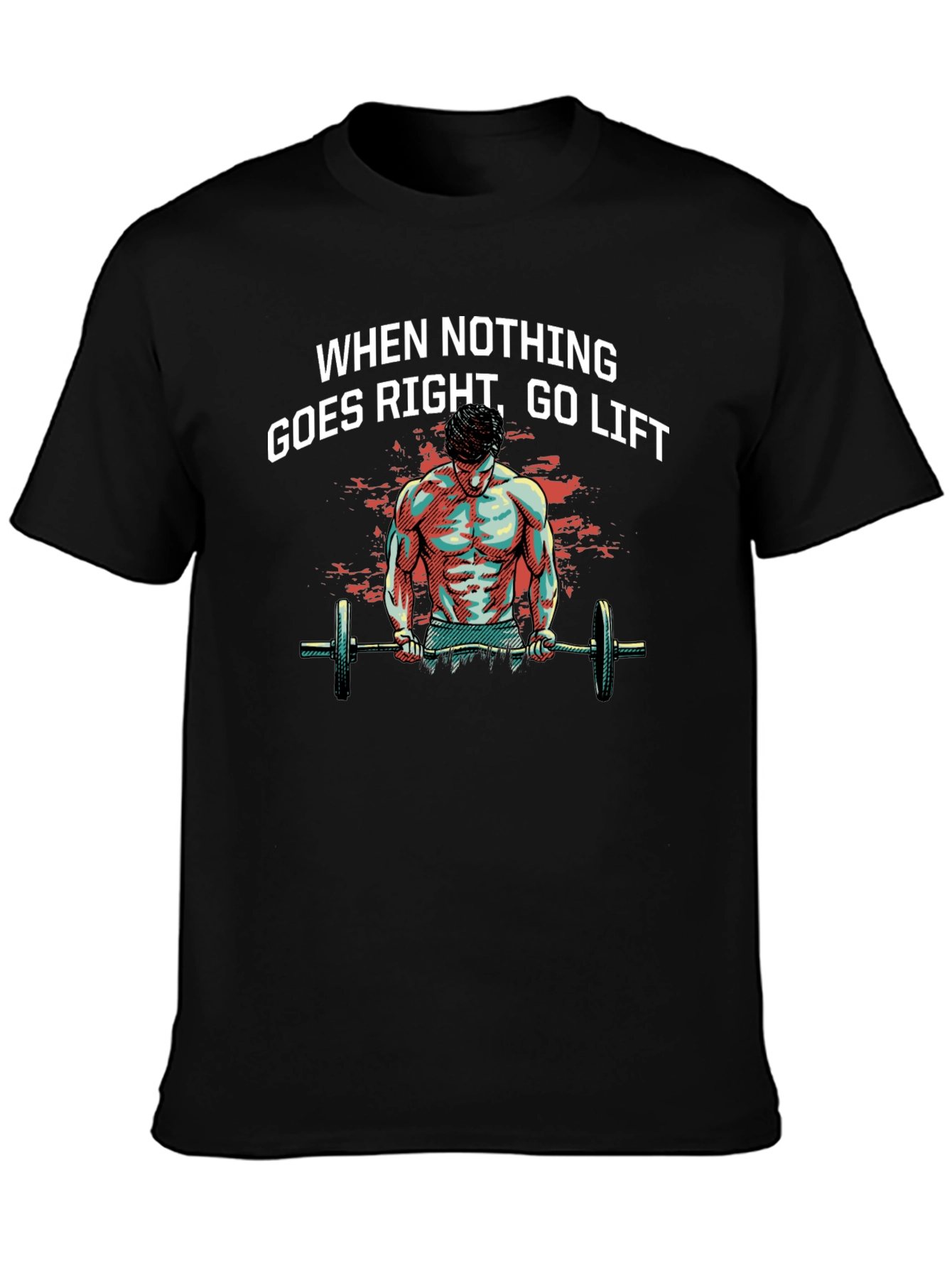 Camiseta Negra Motivacional: Cuando Nada Va Bien Levanta Pesas