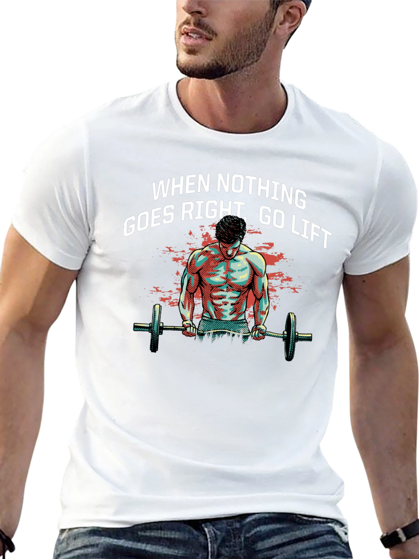 Camiseta Negra Motivacional: Cuando Nada Va Bien Levanta Pesas
