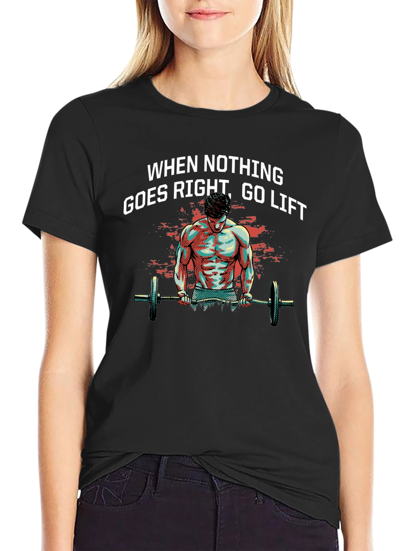 Camiseta Negra Motivacional: Cuando Nada Va Bien Levanta Pesas