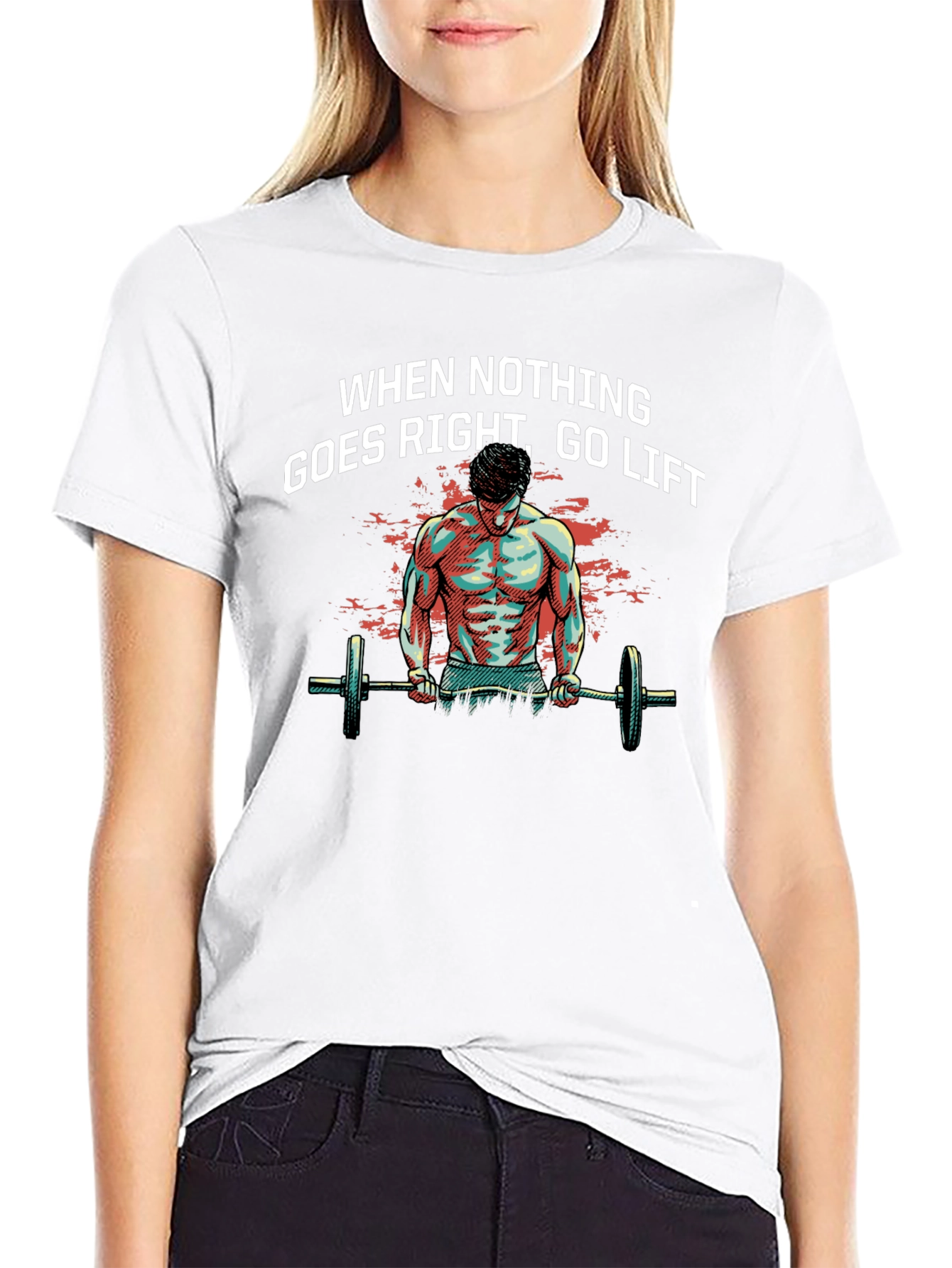 Camiseta Negra Motivacional: Cuando Nada Va Bien Levanta Pesas