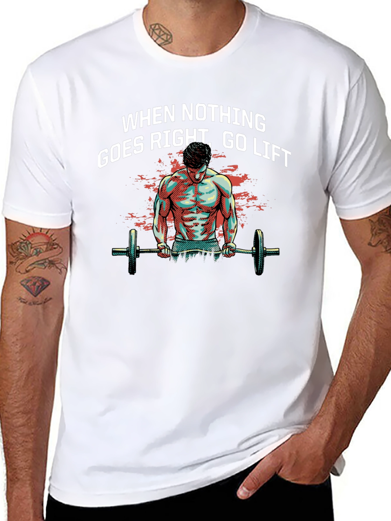 Camiseta Negra Motivacional: Cuando Nada Va Bien Levanta Pesas