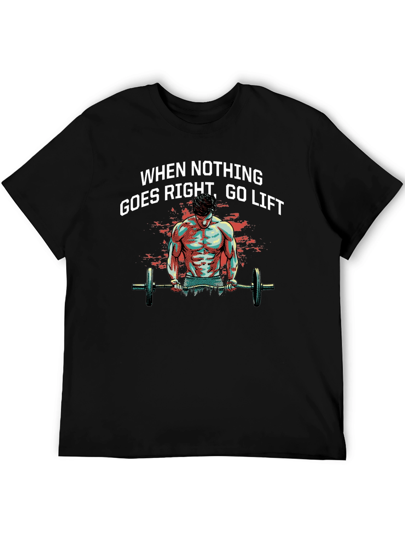 Camiseta Negra Motivacional: Cuando Nada Va Bien Levanta Pesas