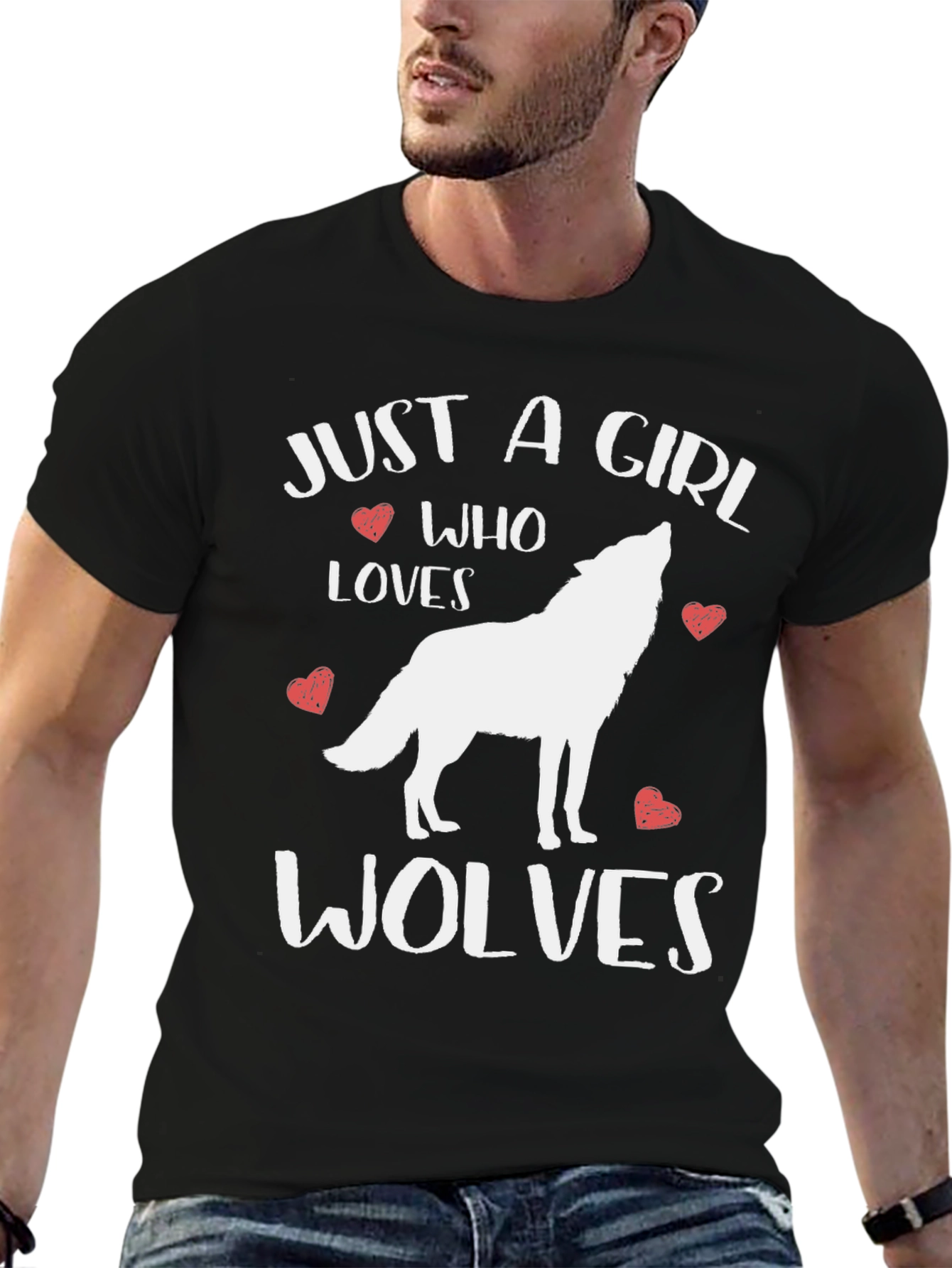 Camiseta Negra: Just A Girl Who Loves Wolves