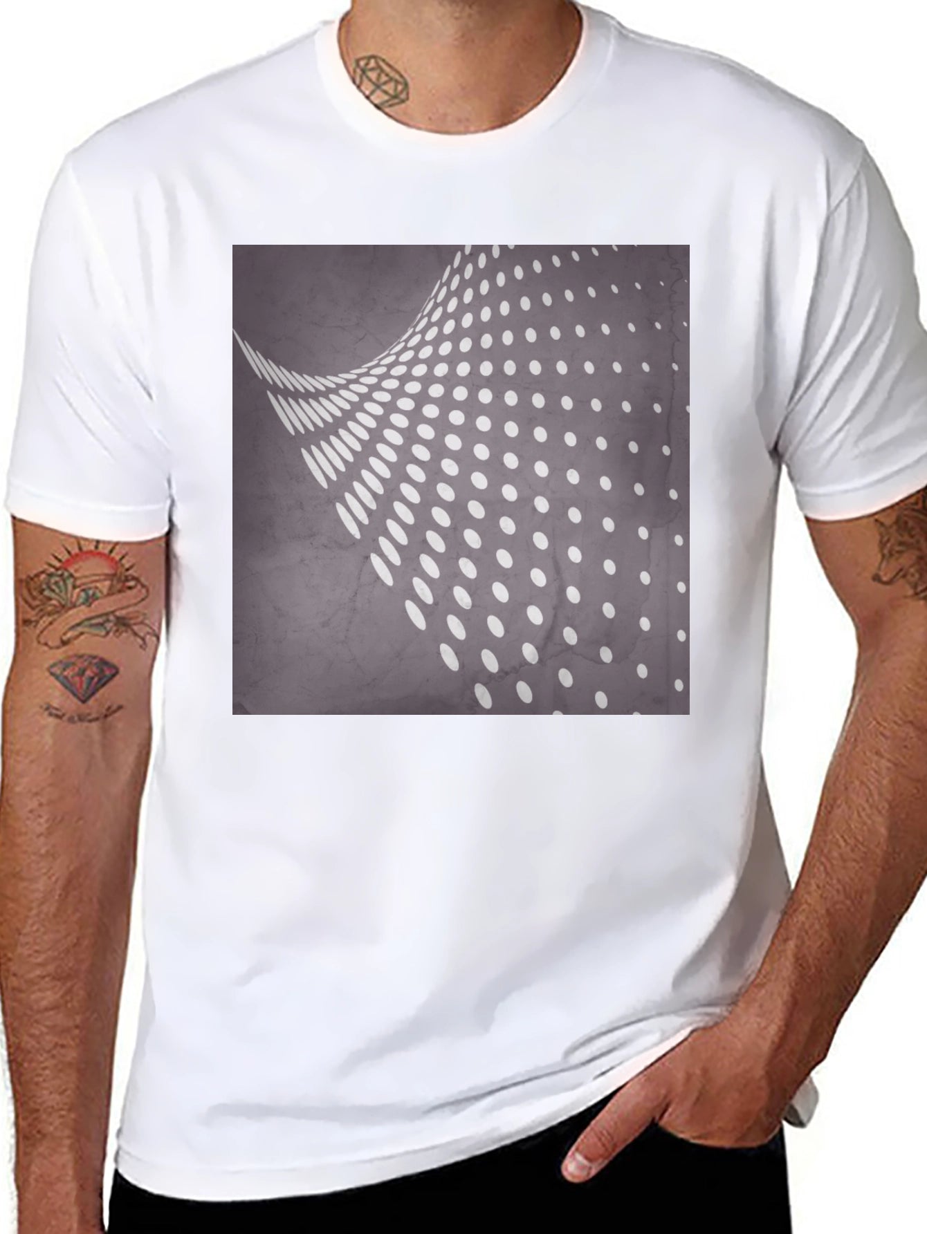 Camiseta Negra con Diseño de Puntos Abstractos