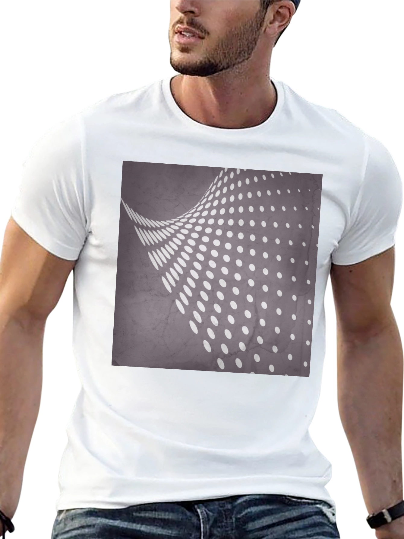 Camiseta Negra con Diseño de Puntos Abstractos