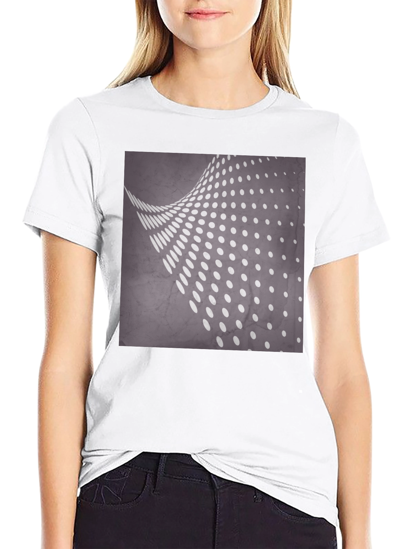 Camiseta Negra con Diseño de Puntos Abstractos