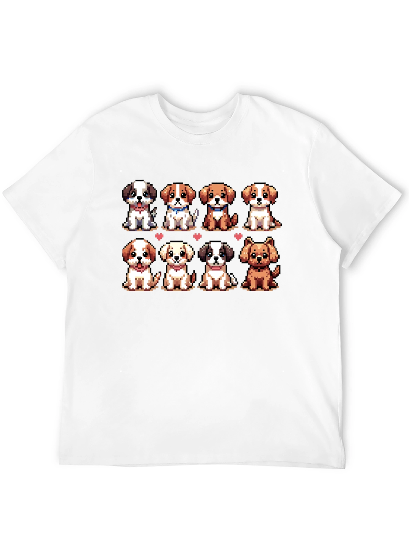 Camiseta Negra con Adorables Cachorros Pixelados