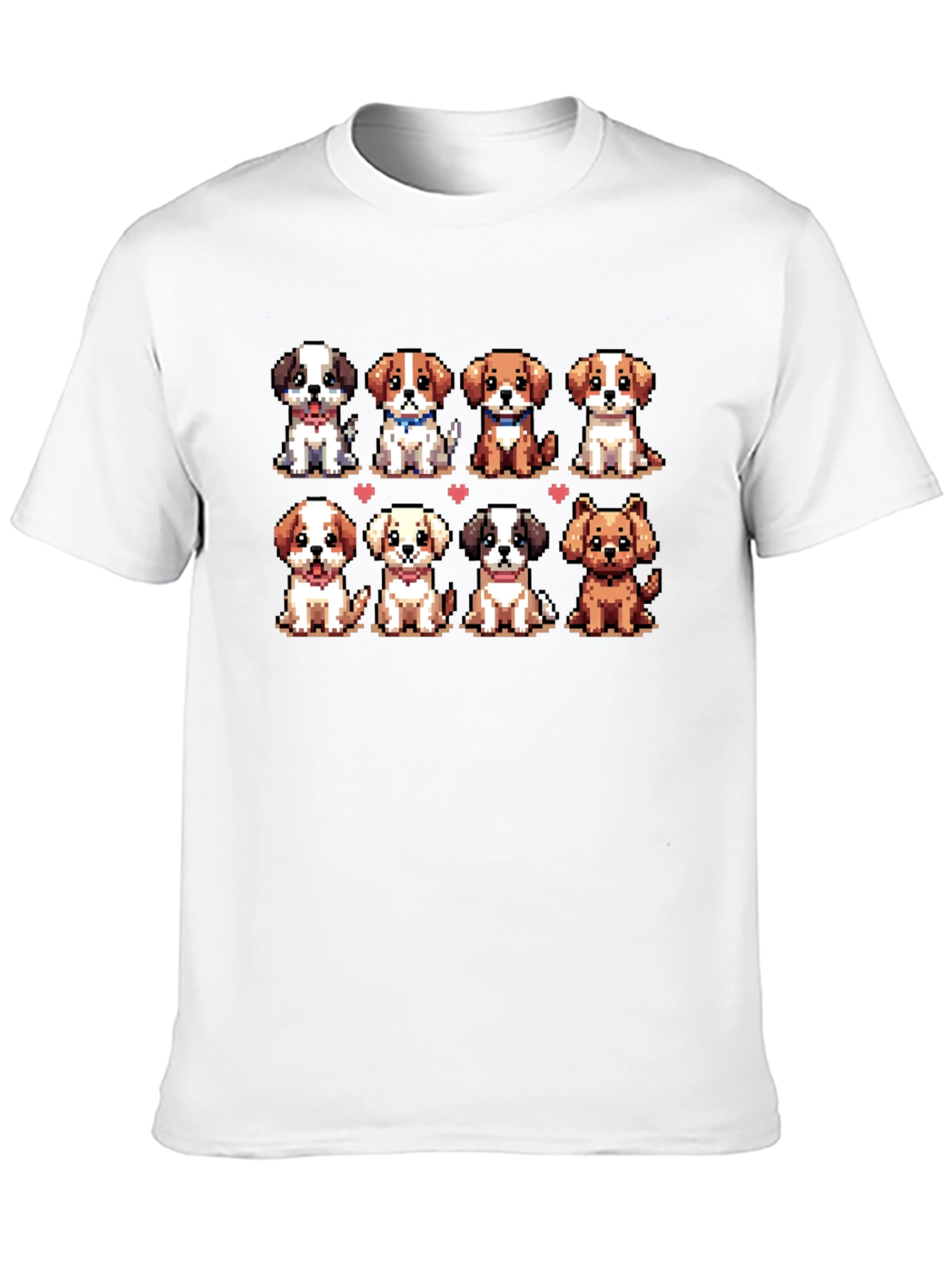 Camiseta Negra con Adorables Cachorros Pixelados