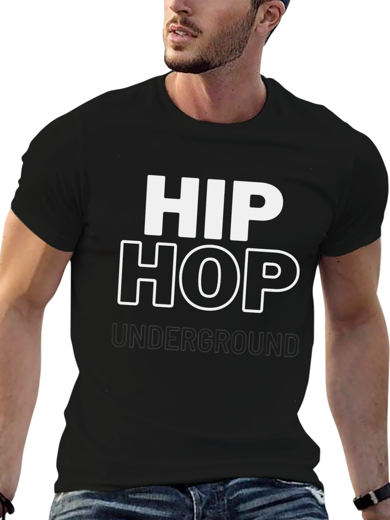 Camiseta Negra Hip Hop Underground Estilo Urbano