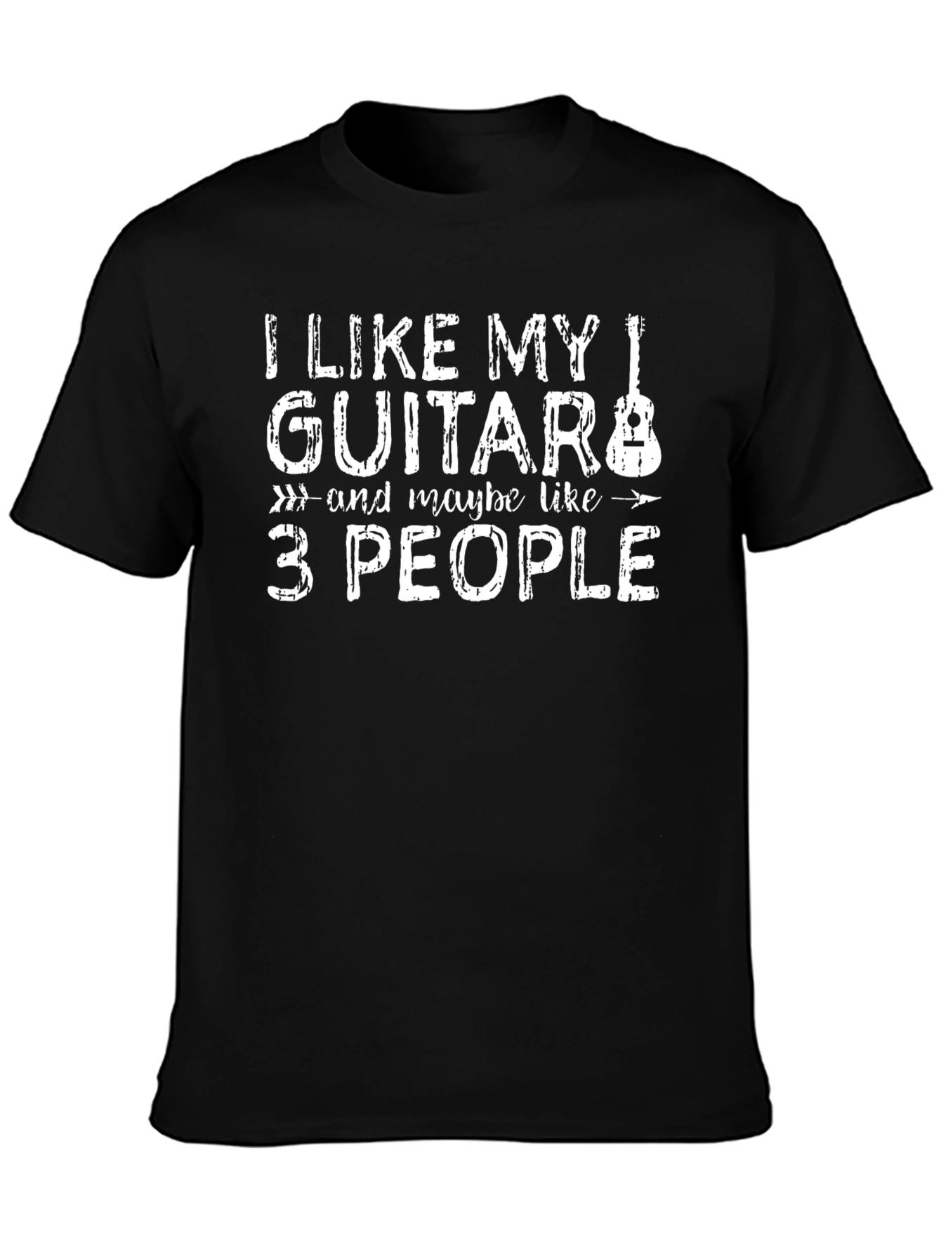 Camiseta Negra: Guitarra y 3 Personas