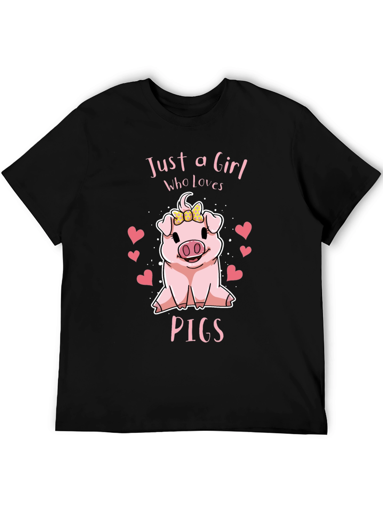 Camiseta Negra Just a Girl Who Loves Pigs