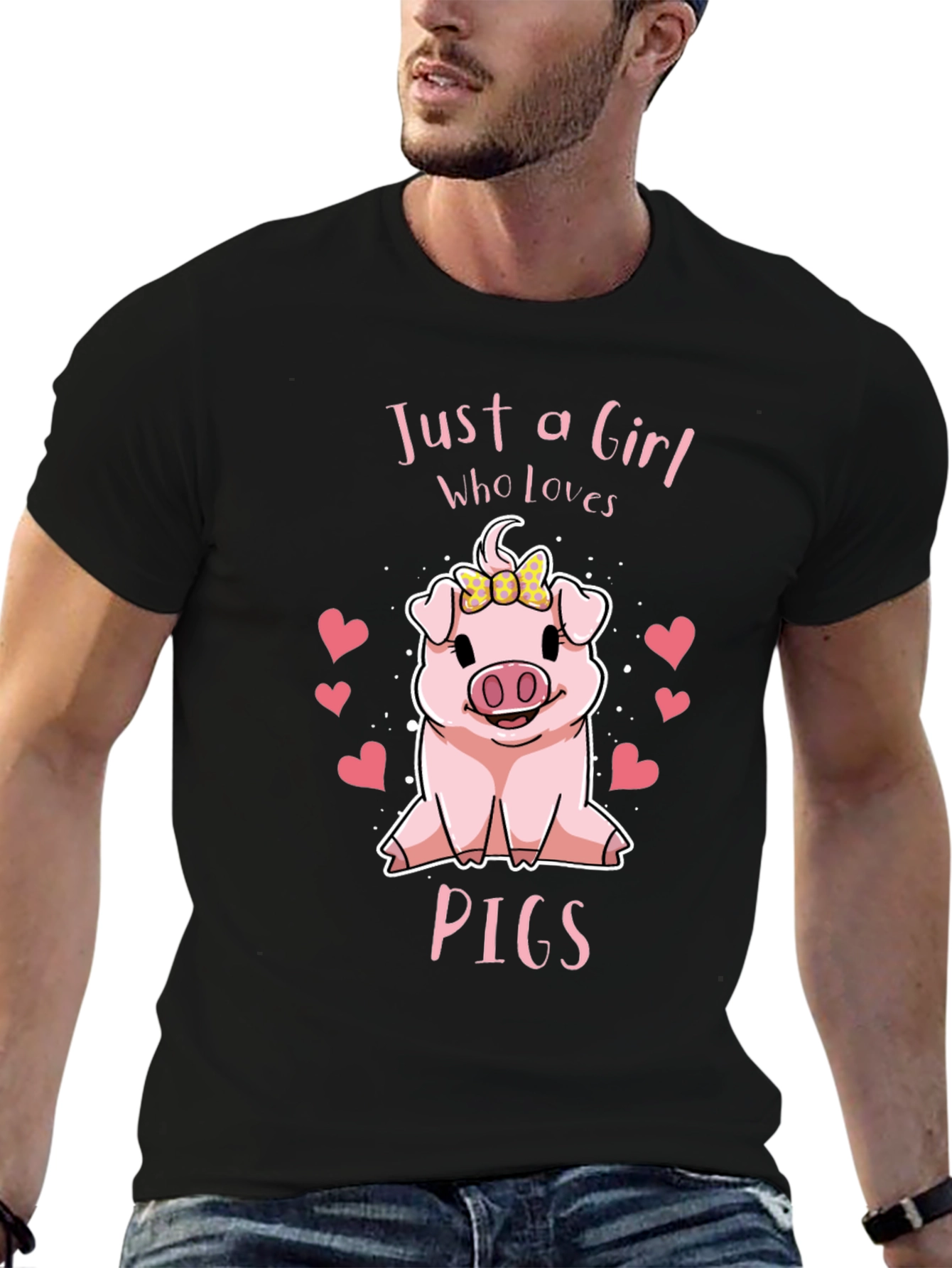 Camiseta Negra Just a Girl Who Loves Pigs
