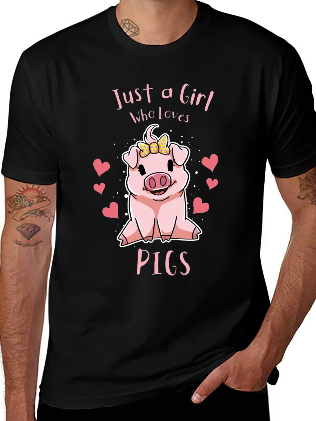 Camiseta Negra Just a Girl Who Loves Pigs