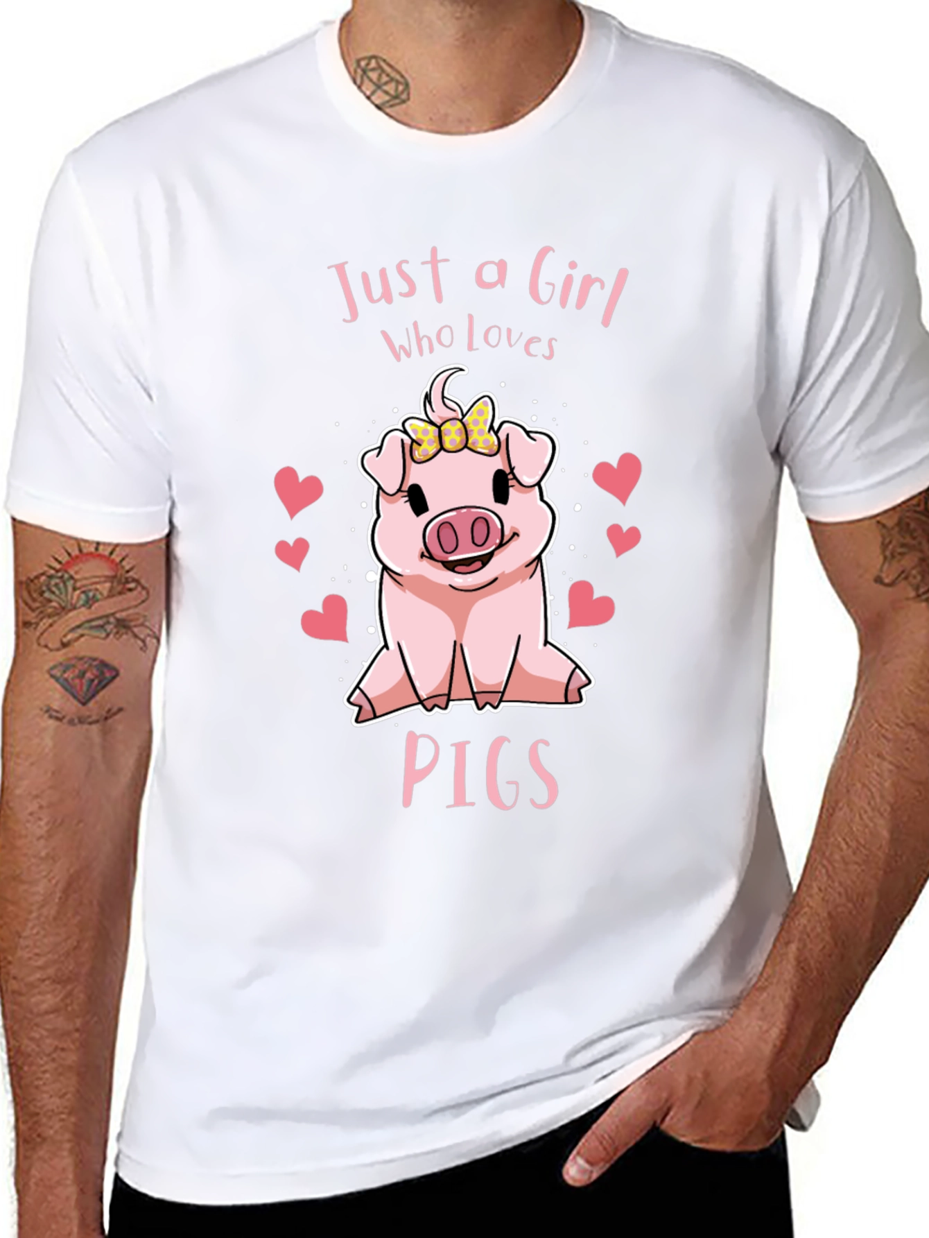 Camiseta Negra Just a Girl Who Loves Pigs